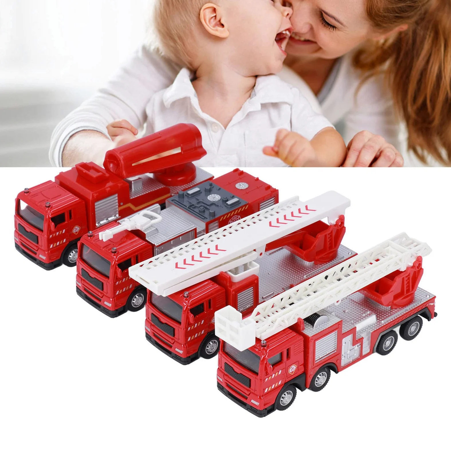 Set di Giocattoli per Camion dei Pompieri, Veicoli Colorati per Vigili del Fuoco, Coltiva la Consapevolezza della Sicurezza per i Bambini, Lega e Plastica Antiruggine, Perfetto per la Casa e