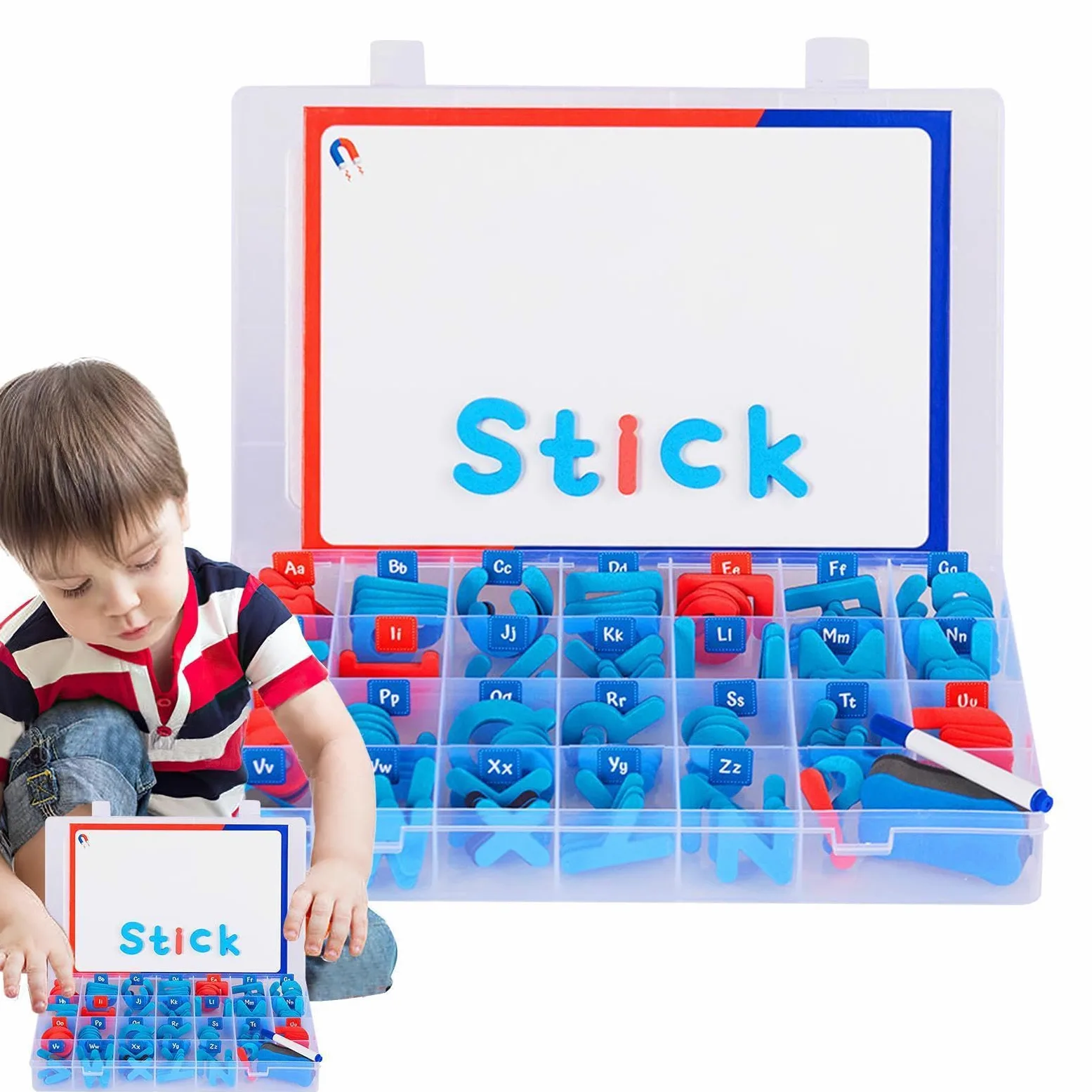 Set di lettere ' magnetico per ragazzi | Kit di lettere dell'alfabeto magnetiche con lavagna magnetica su entrambi i lati, per ragazzi, ragazze, bambini