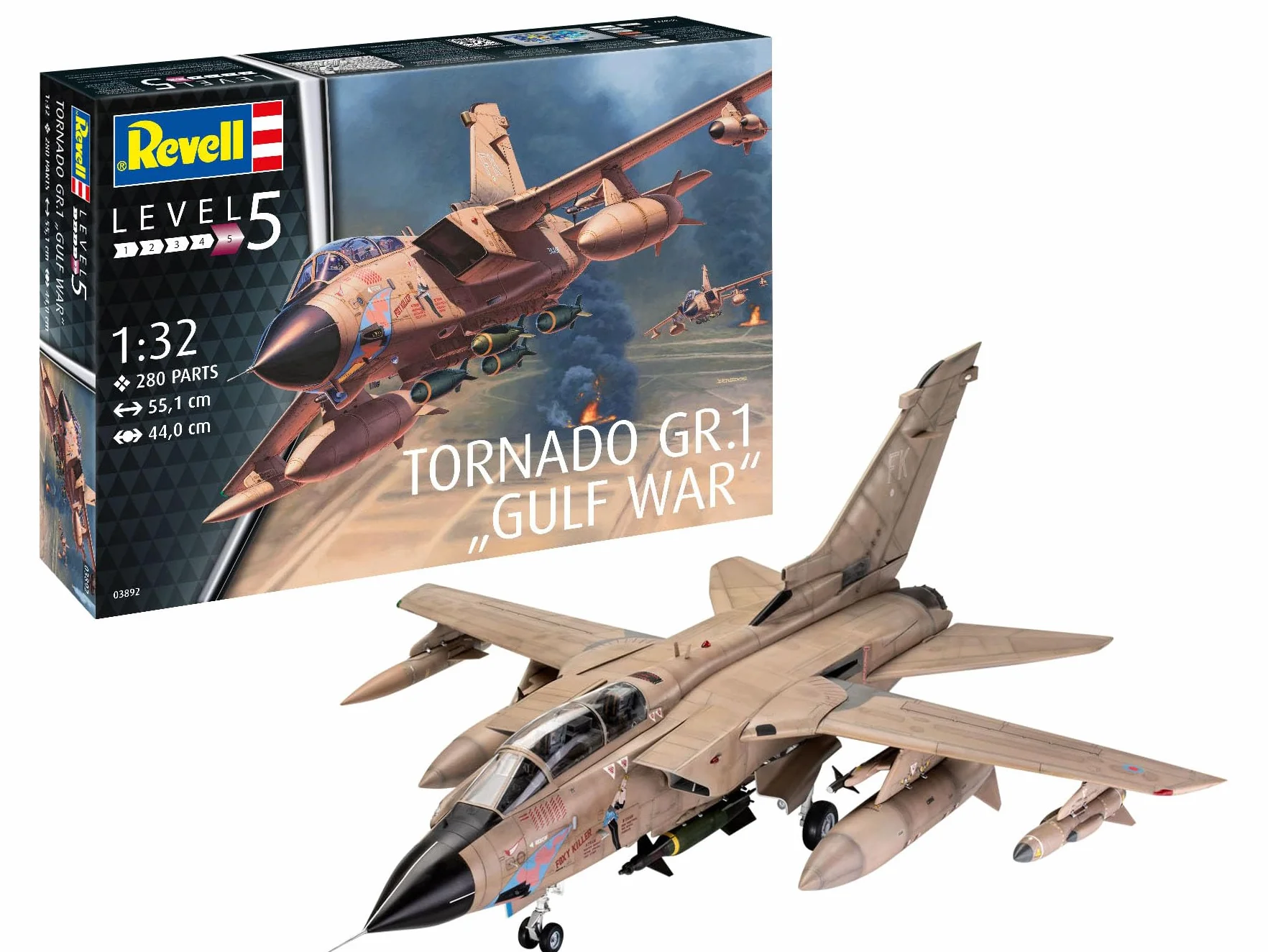 Revell 03892 Tornado GR.1 RAF Gulf War scala 1:32 Kit modellino in plastica non costruita/non verniciata, mimetico deserto