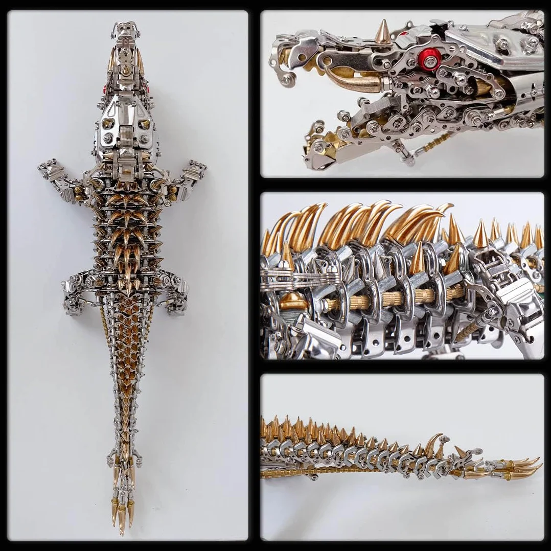 Set di 1500 puzzle in metallo con motivo a coccodrillo 3D, per adulti da collezione con attrezzi (bronzo)