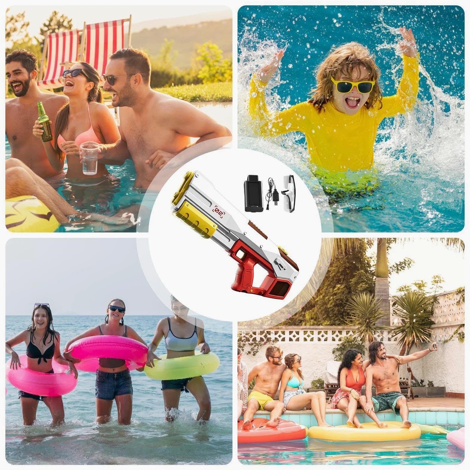 Pistola ad Acqua Potente a lunga distanza automatico | Sparacque Elettrico da Bambini per Cortile, Spiaggia, Piscina, Viaggio, Vacanza, , Prato, Campeggio,