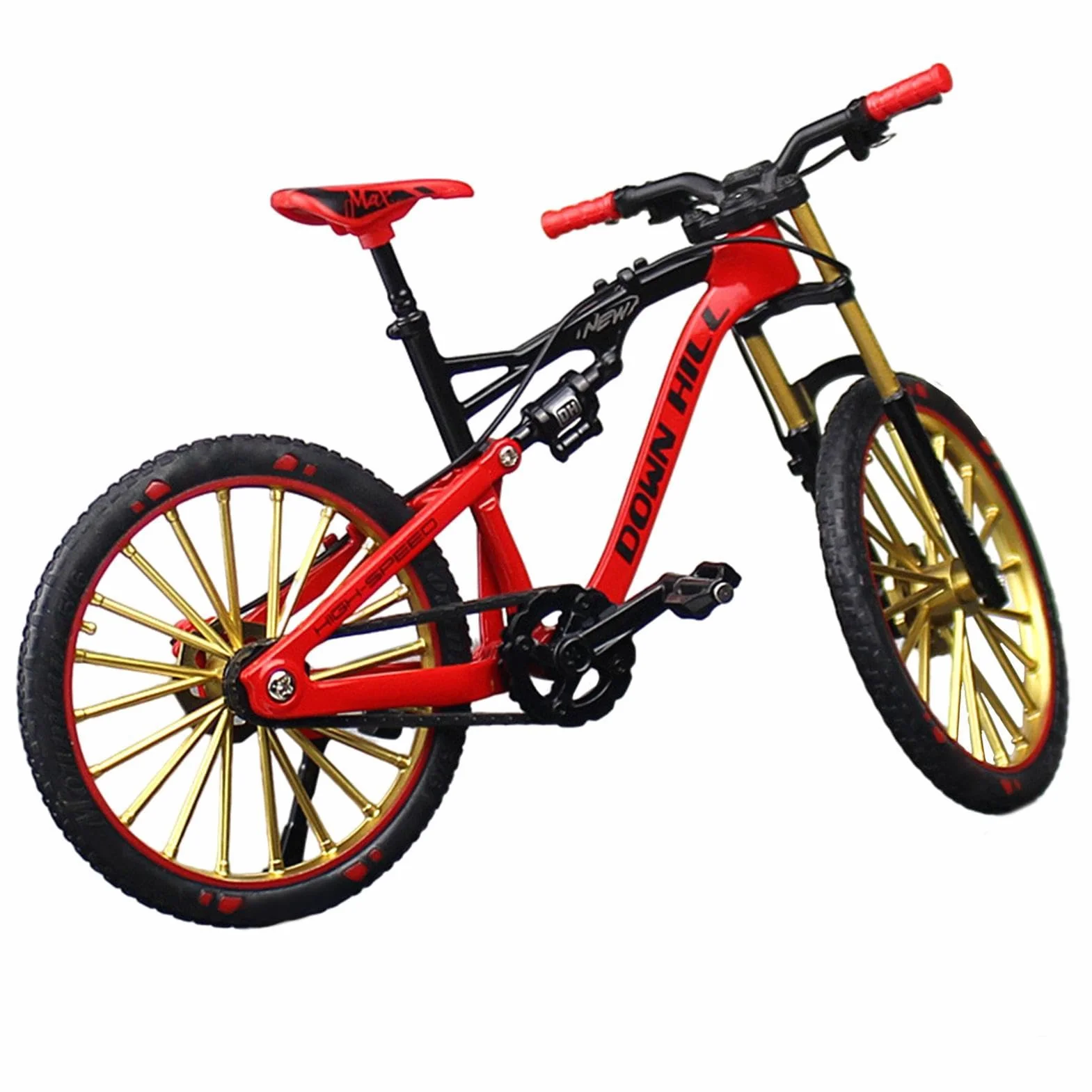 Modello di bicicletta in miniatura 1:10 - Mountain bike pressofusa in lega, giocattolo da corsa con le dita, imbarcazione di simulazione curva | Mini decorazione per bicicletta per desktop da ufficio,