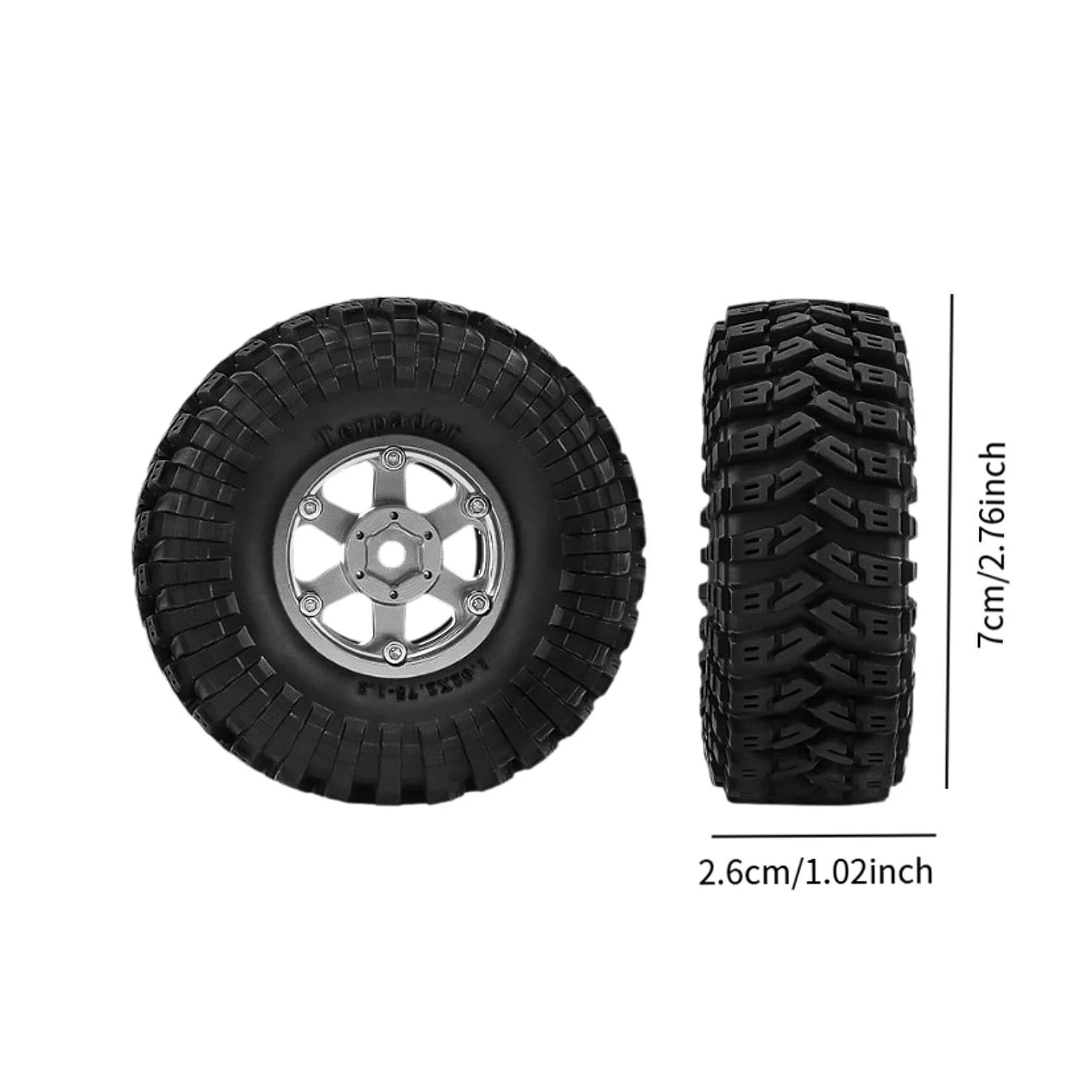 4 Pezzi Ruote Auto Giocattolo Pneumatici Parti Ricambio RC Resistenti in Alluminio Adatti per Modellismo Manutenzione Auto Radiocomandate, Argento