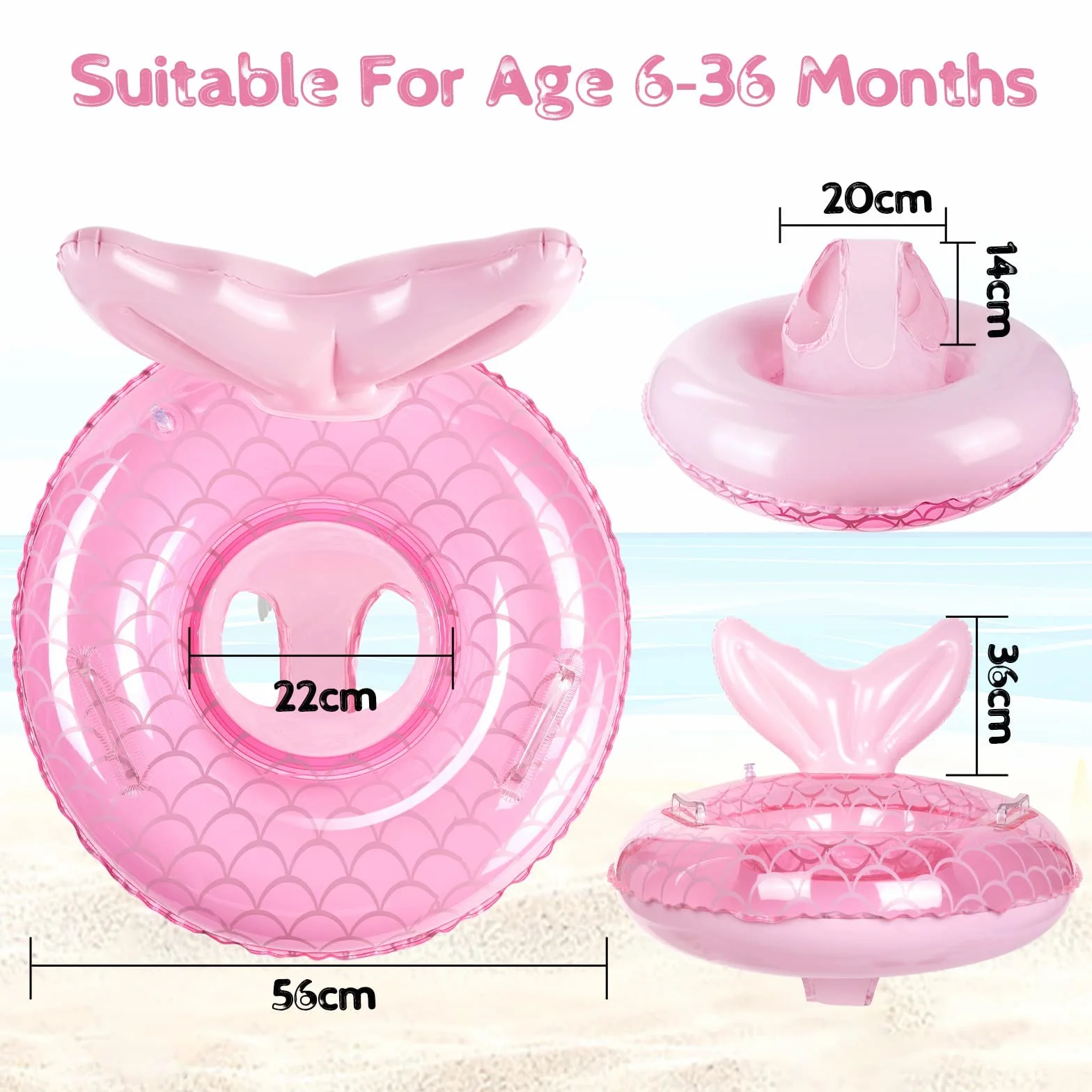 Flintronic Salvagente Gonfiabile per Bambini, Anello di Nuoto per Bambini, Anello di Nuoto Gonfiabile con Seggiolino per Bambino (6-36 Mesi)