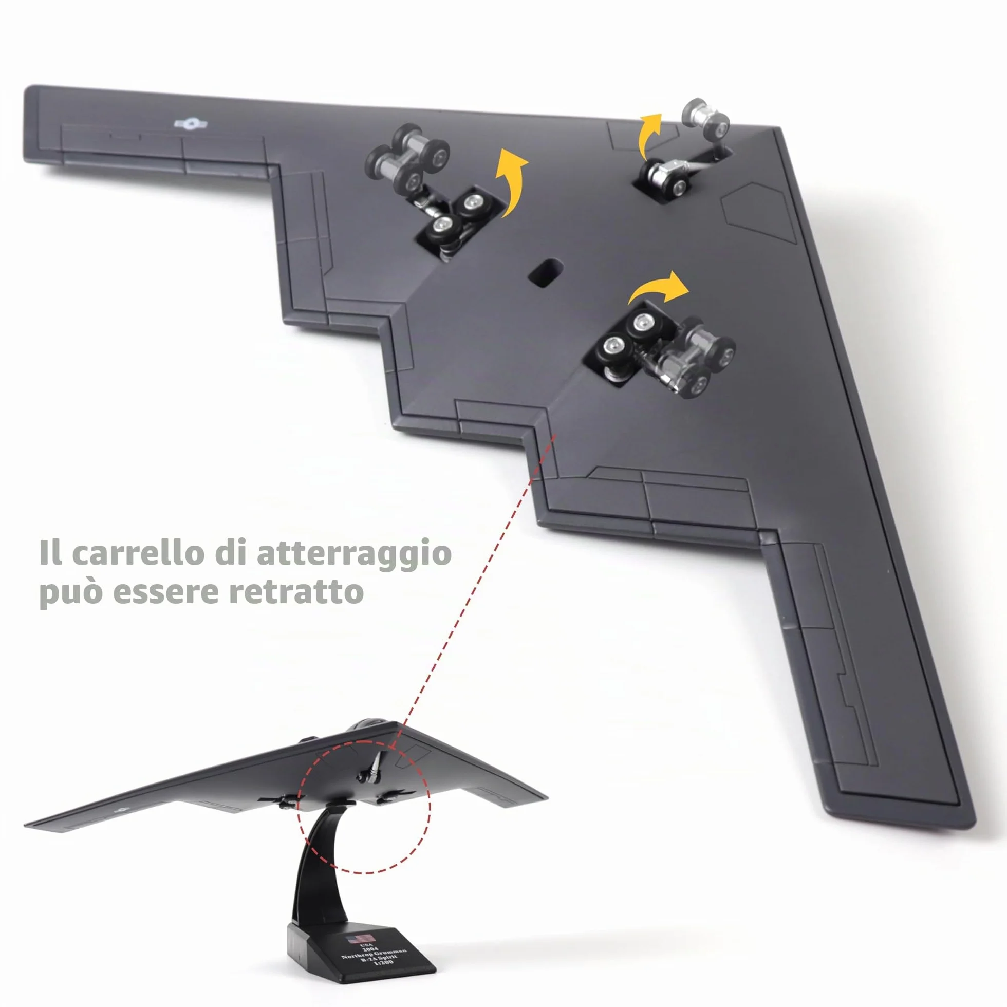 NUOTIE USAF B-2 Spirit Stealth Bombardiere Strategico Modello Aereo Scala 1/200 Metallo Collezione