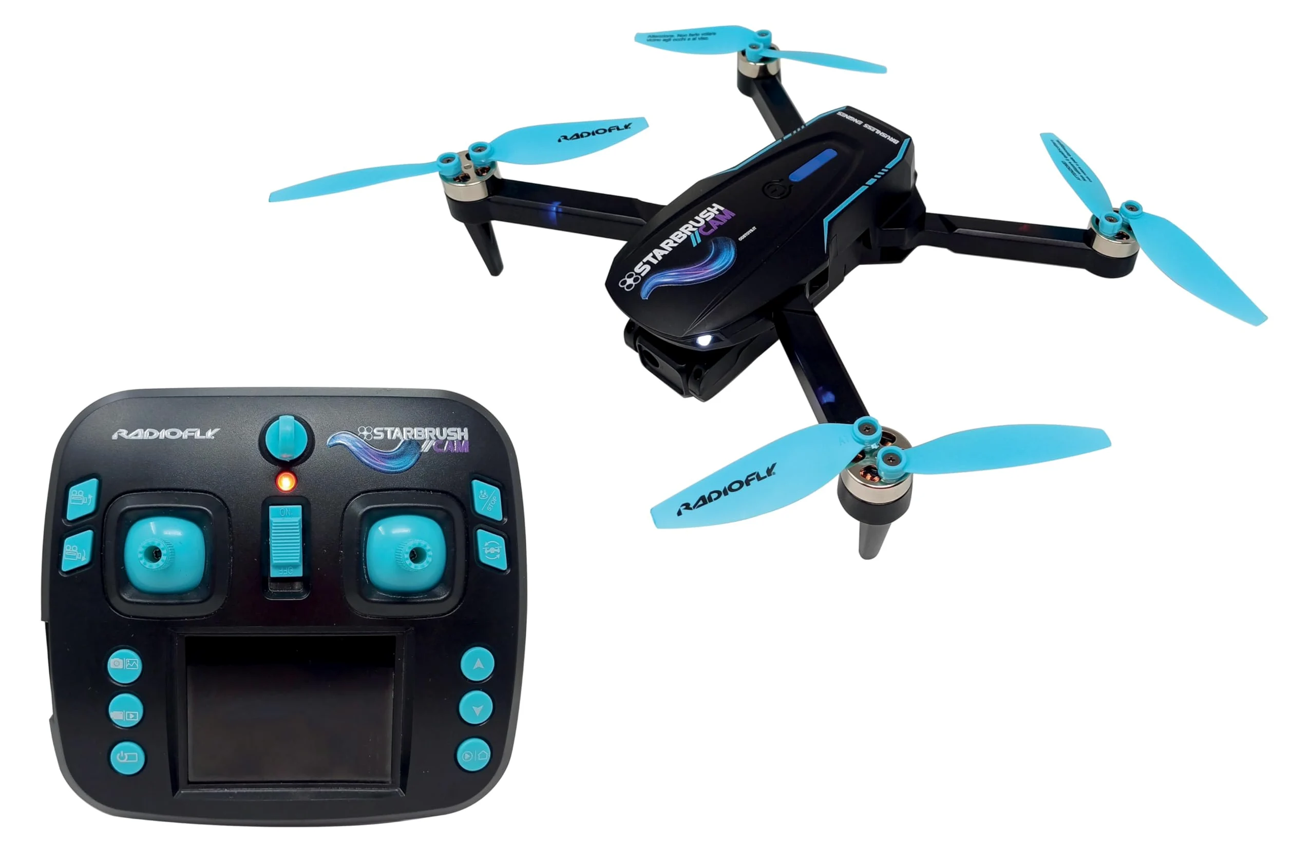 Radiofly - Star Brush - Drone RC 2.4GHz - Optical Flow Camera 0.3MP - Wi-Fi - App - 8 funzioni - 3 velocità - Flip - Decollo/Atterraggio assistiti - Motori Brushless - Schermo 2.8" - Slot SD