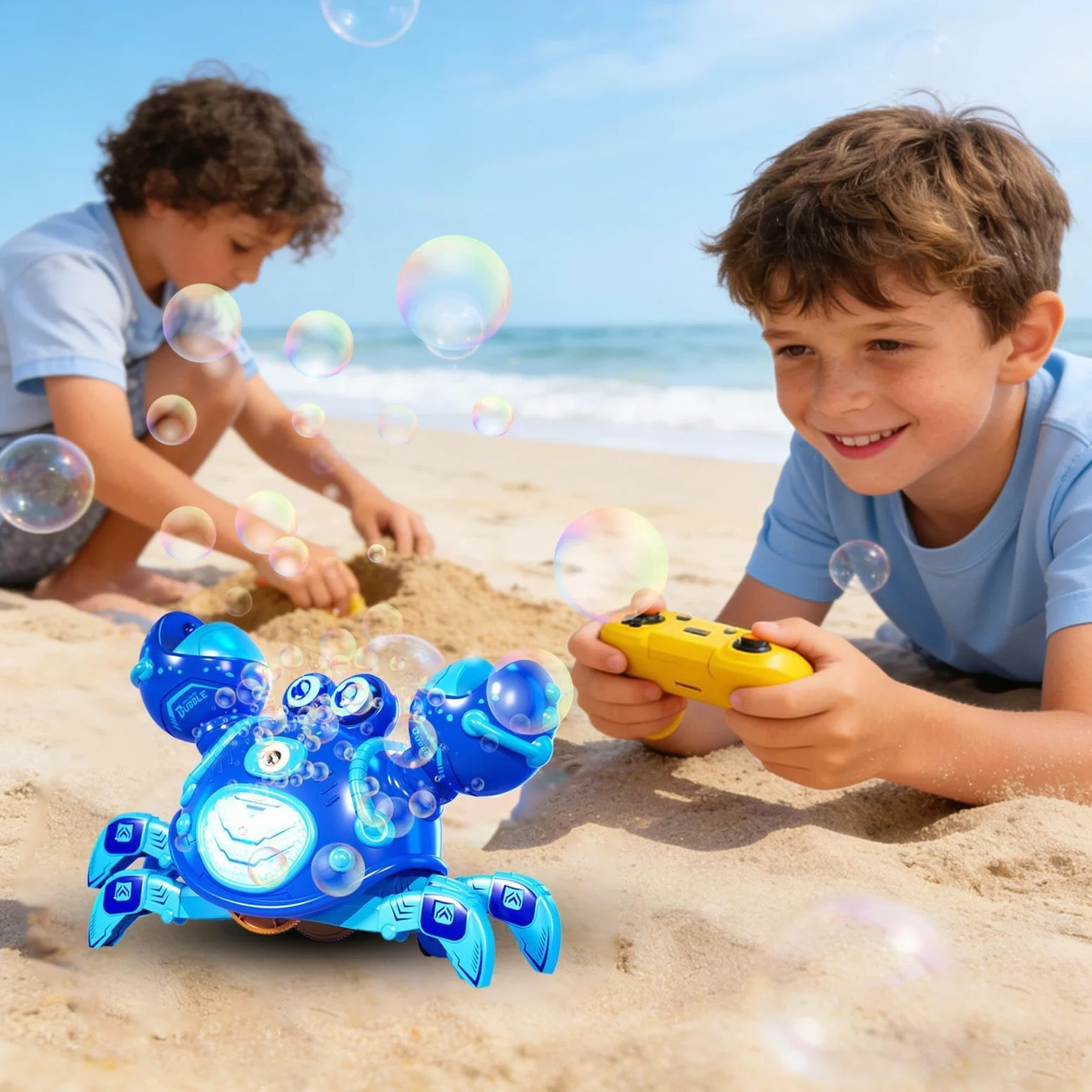 Giocattolo Strisciante con Musica Elettrico Ricaricabile | Granchio che Cammina Giocattolo a bolle per Bambini per Bambini Bambine Casa Scuola Esterno Viaggi Campeggio Spiaggia