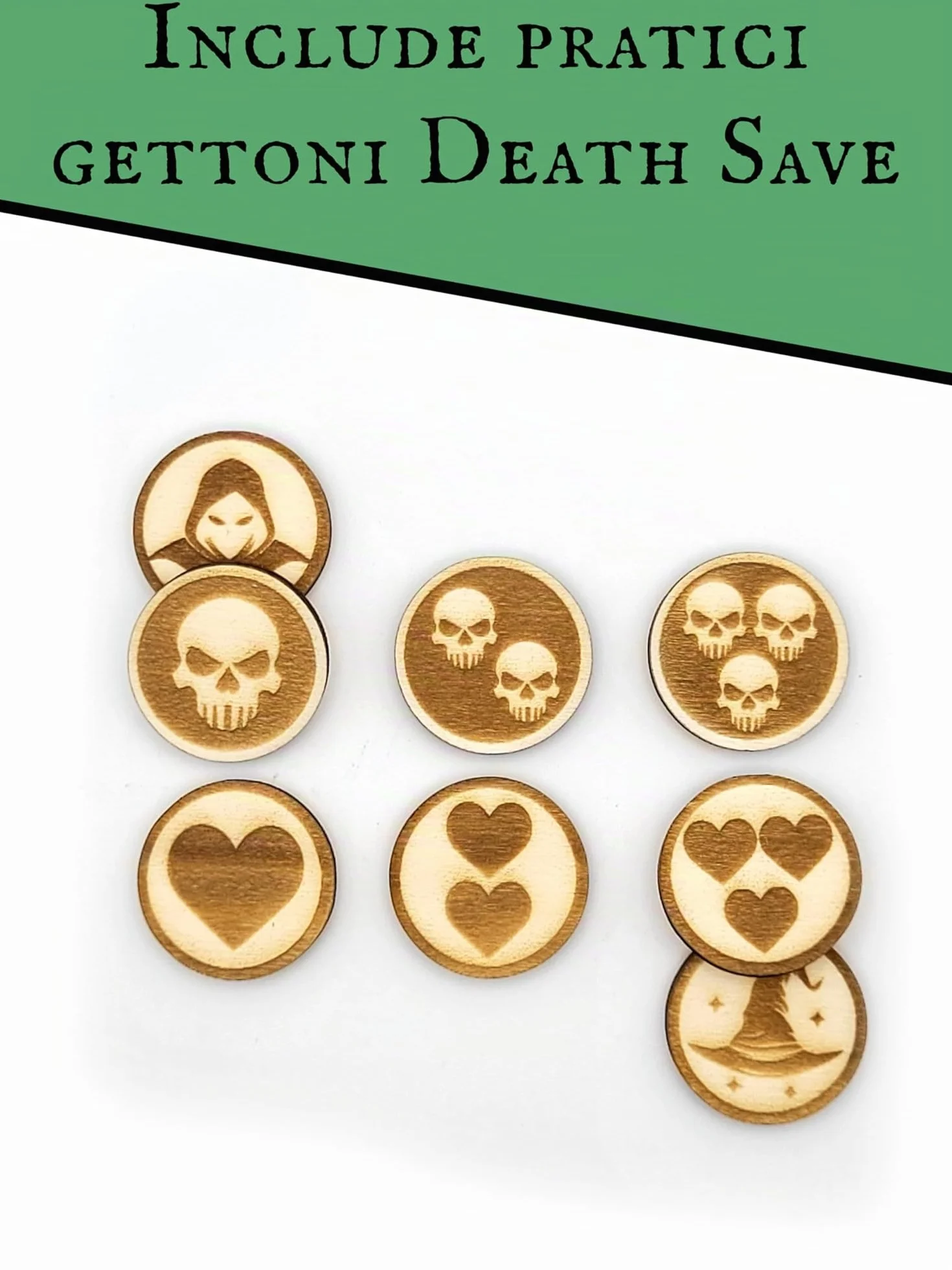 Token DND per Eroi in Legno incisi al Laser – 18 pennarelli Battlemap per Tutte Le Classi & Death Saves – Dungeons And Dragons Tablet op Accessori