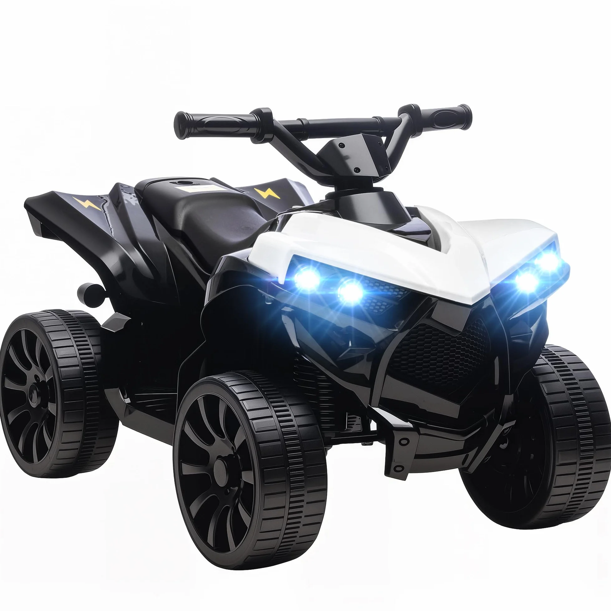 AIYAPLAY Quad Elettrico per Bambini ATV con Batteria Ricaricabile 6V, Moto per Bambini con Fari LED e Musica, per Interni ed Esterni, Età 37-72 Mesi, Bianco