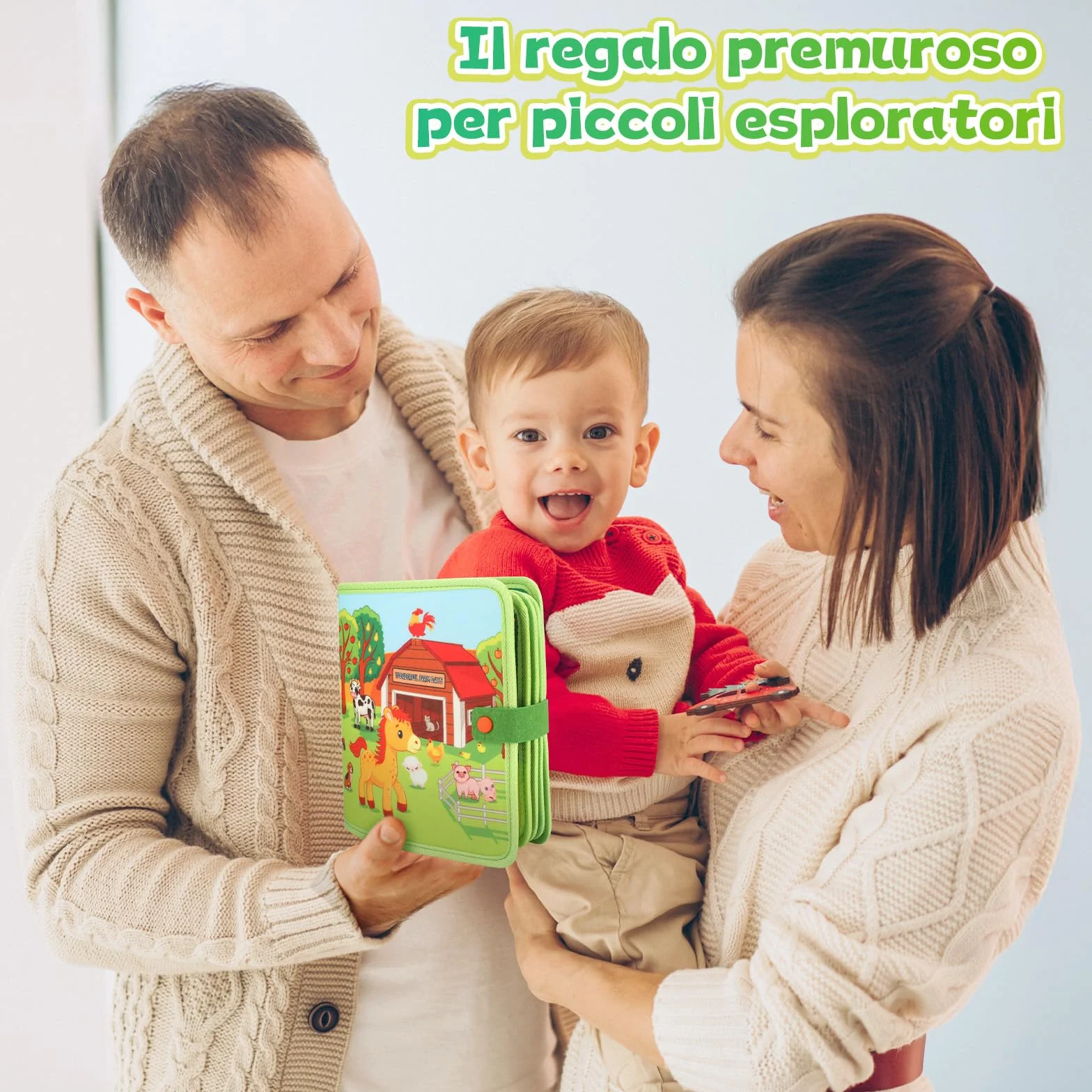 Busy Board Montessori 2 Anni, Giochi per Bambini Fattoria con 25 Attività, Quiet Book Regalo 2-4 Anni Sviluppo Precoce