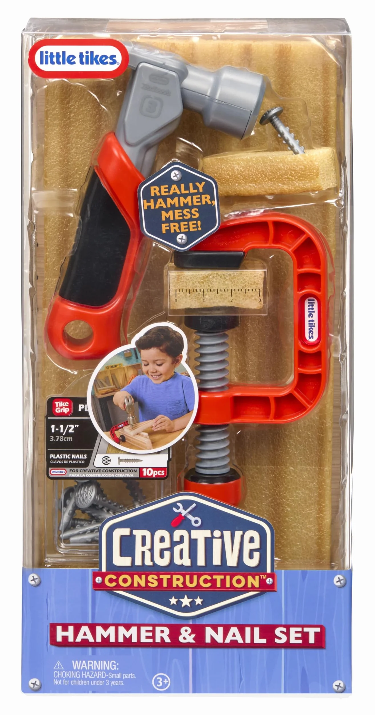 Little Tikes Creative Construction Hammer & Nail Set - Include 5 Accessori, Set di Costruzioni per Gioco di Finzione, per Bambini. età 3+