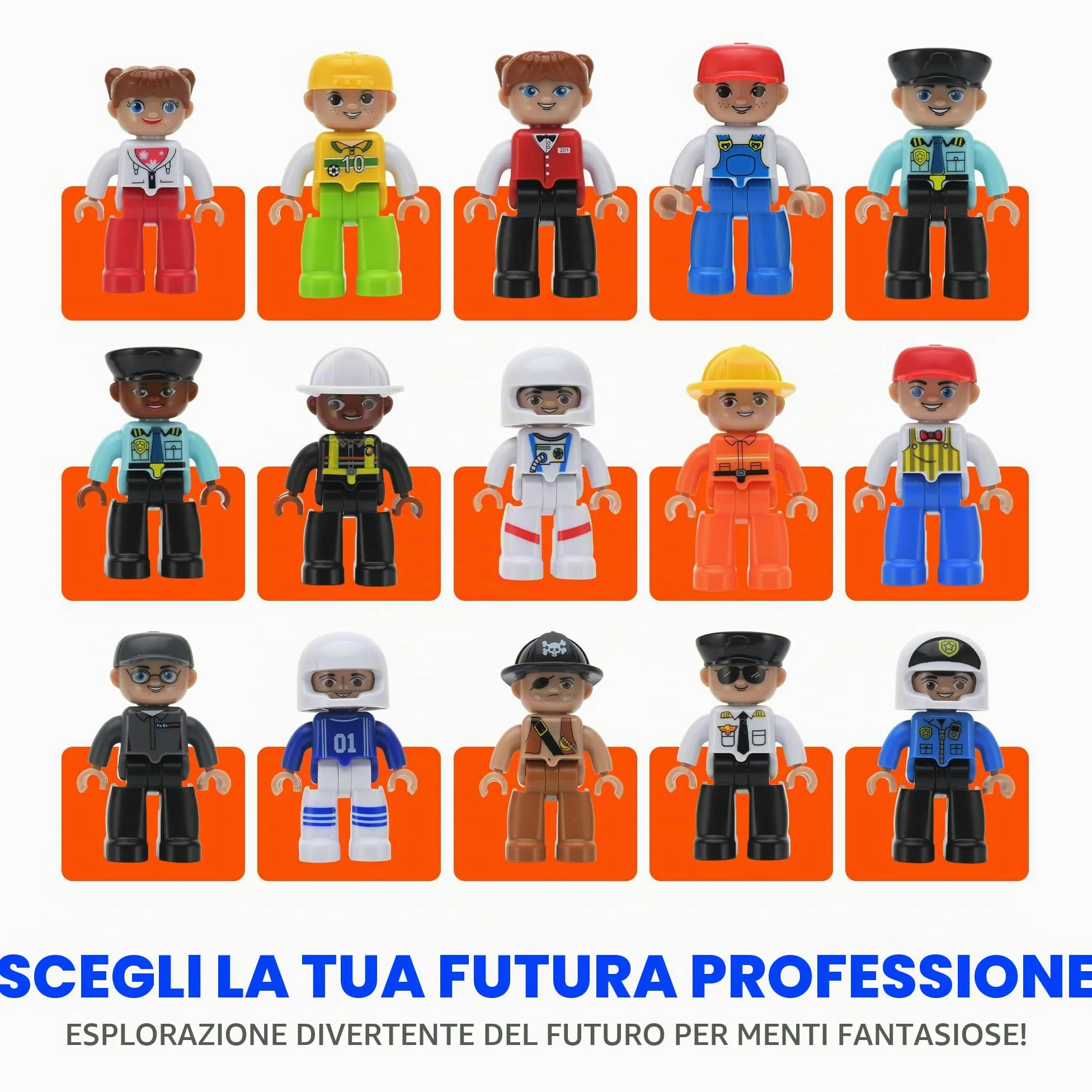 Playmags Set comunitario di figure magnetiche grandi da 15 pezzi - 3 pollici Gioca a persone, perfette per mattoncini magnetici - Giocattoli educativi STEM per bambini