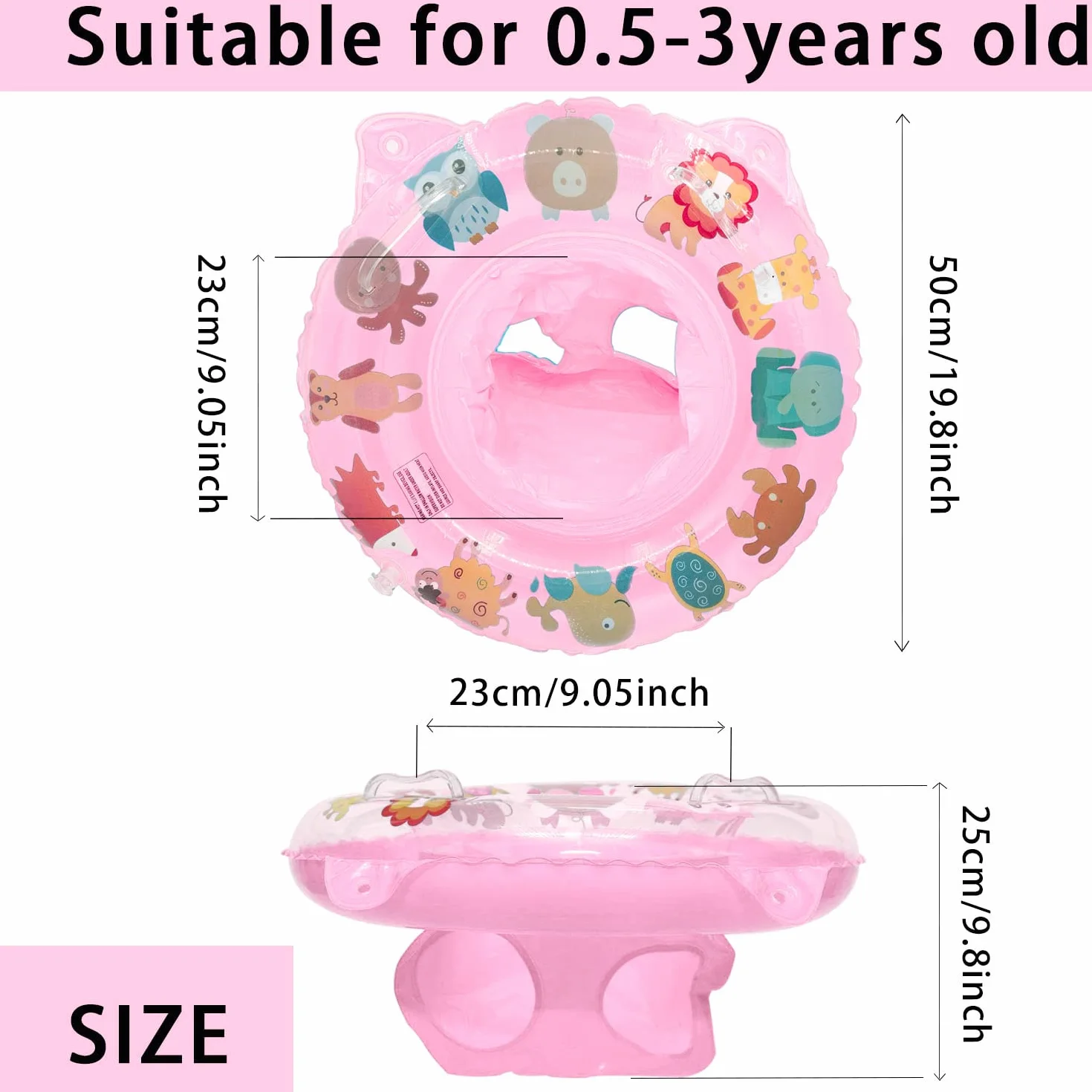 KEELYY Salvagente per Bambini, Salvagente Mutandina Neonato, Galleggiante Neonato Piscina, Salvagente Gonfiabile per Bambini 6-36 Mesi, Rosa