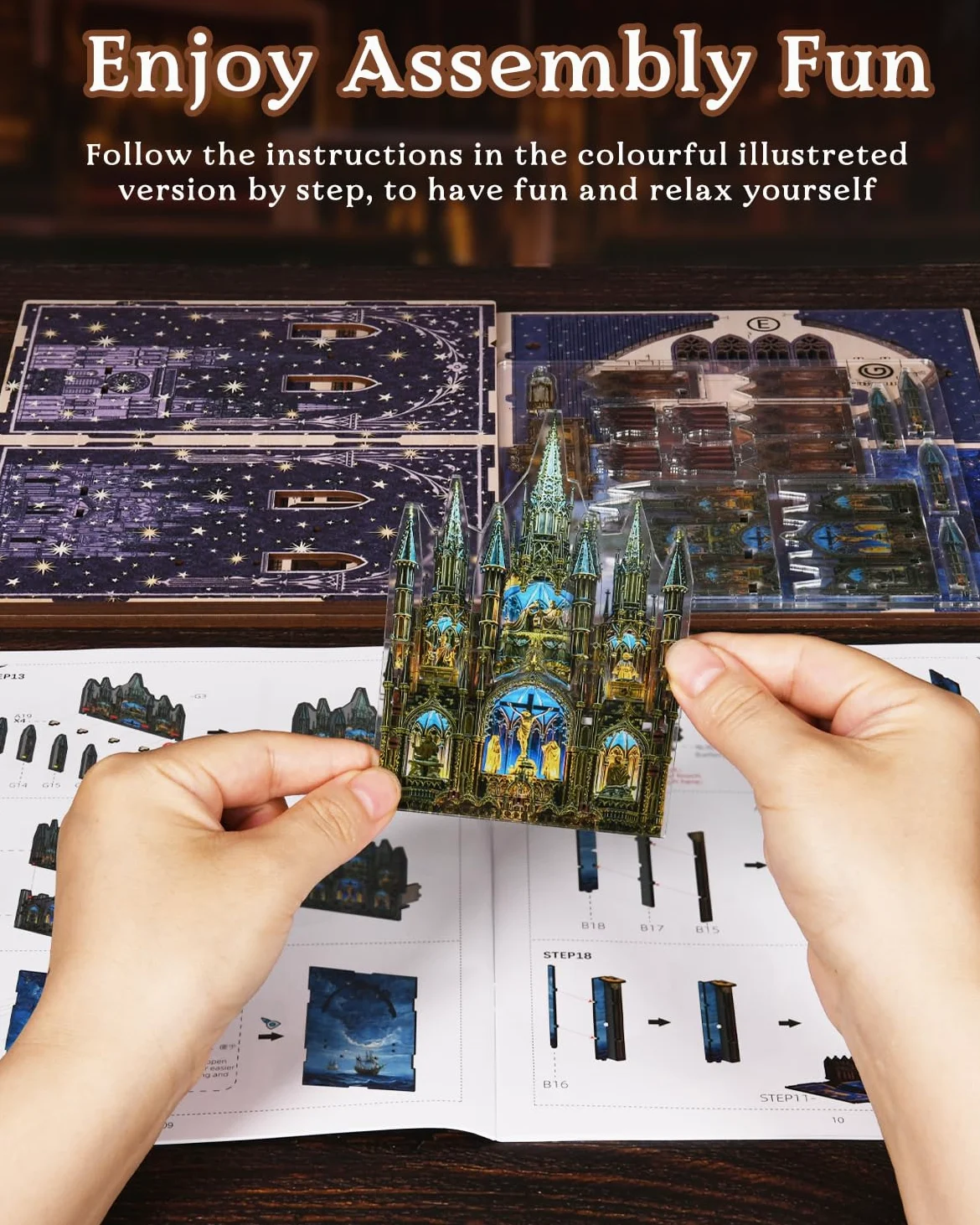 MiniCity Book Nook Kit fai da te, casa delle bambole, casa delle bambole, casa in miniatura, kit da costruire per adulti, puzzle in legno 3D, fermalibri, set creativo per libreria, idea regalo