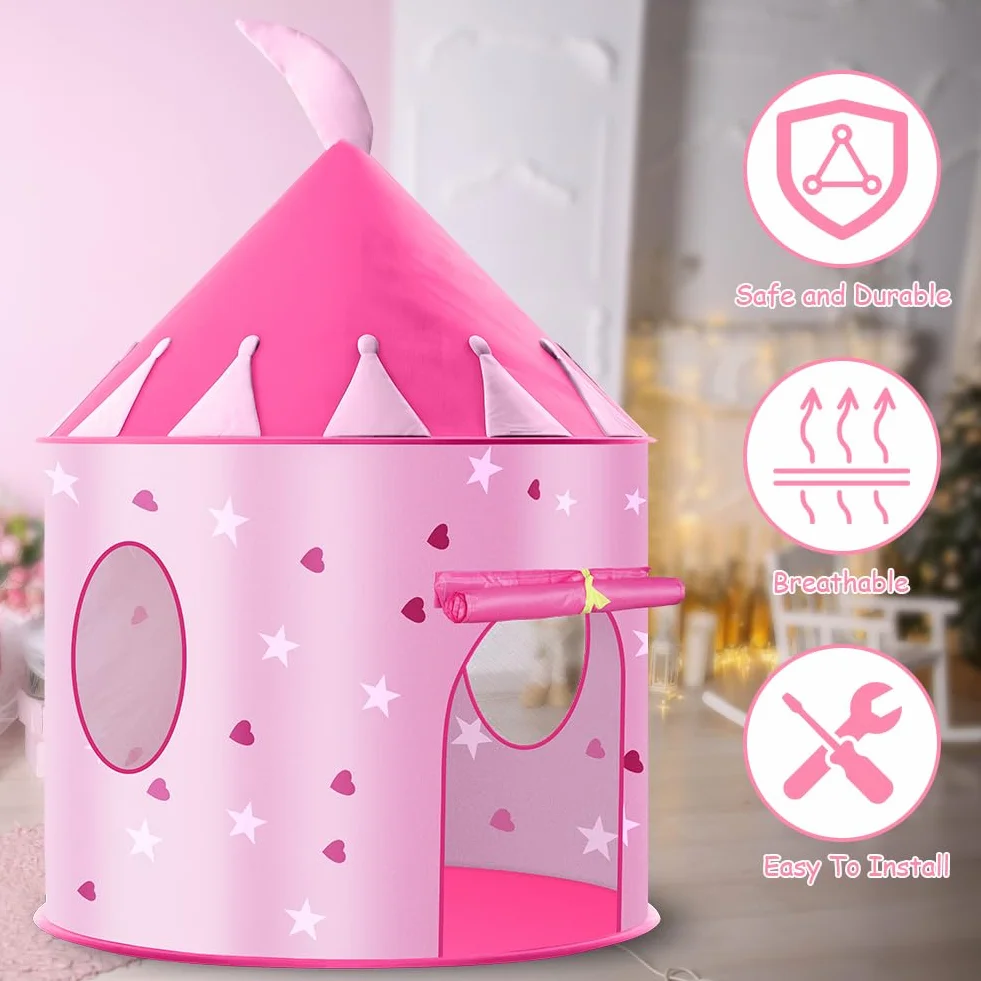 HOTUT Tenda da Gioco Tipi per Bambini con Stelle Luminose - Tenda Pop-Up Portatile, Casetta per Interno e Esterno