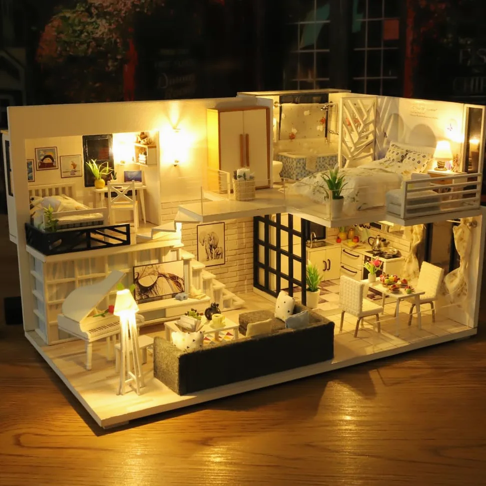 Kit per la casa in miniatura fai da te, kit creativo per la casa in 3D | Mini per la con mobili per e adolescenti, regali di compleanno e di Natale, pratico