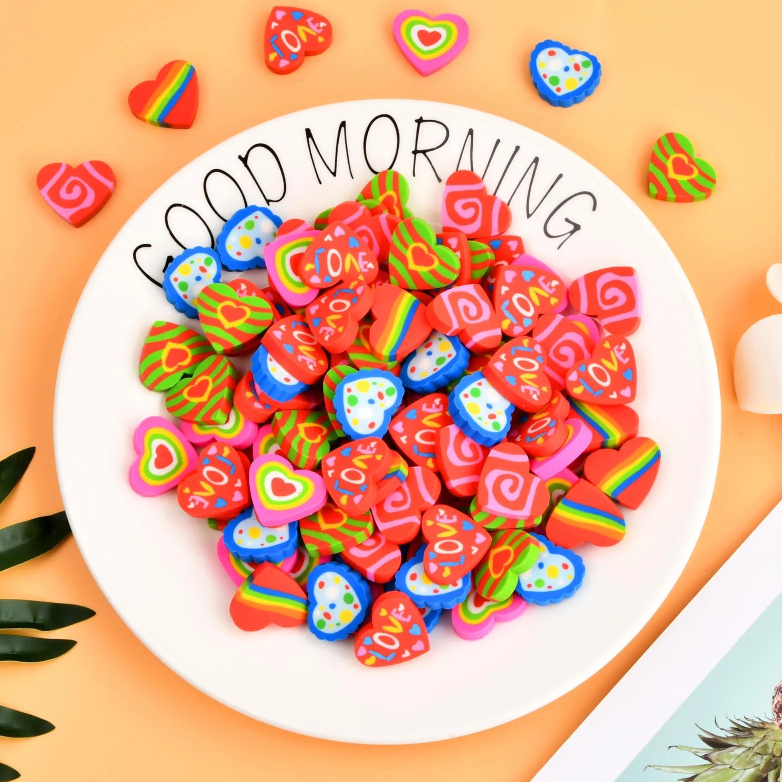 100 Pezzi Gomme da Cancellare per Bambini, a Forma di Amore, Mini Divertenti e Colorate, per Premi Compiti, in Classe, Regali
