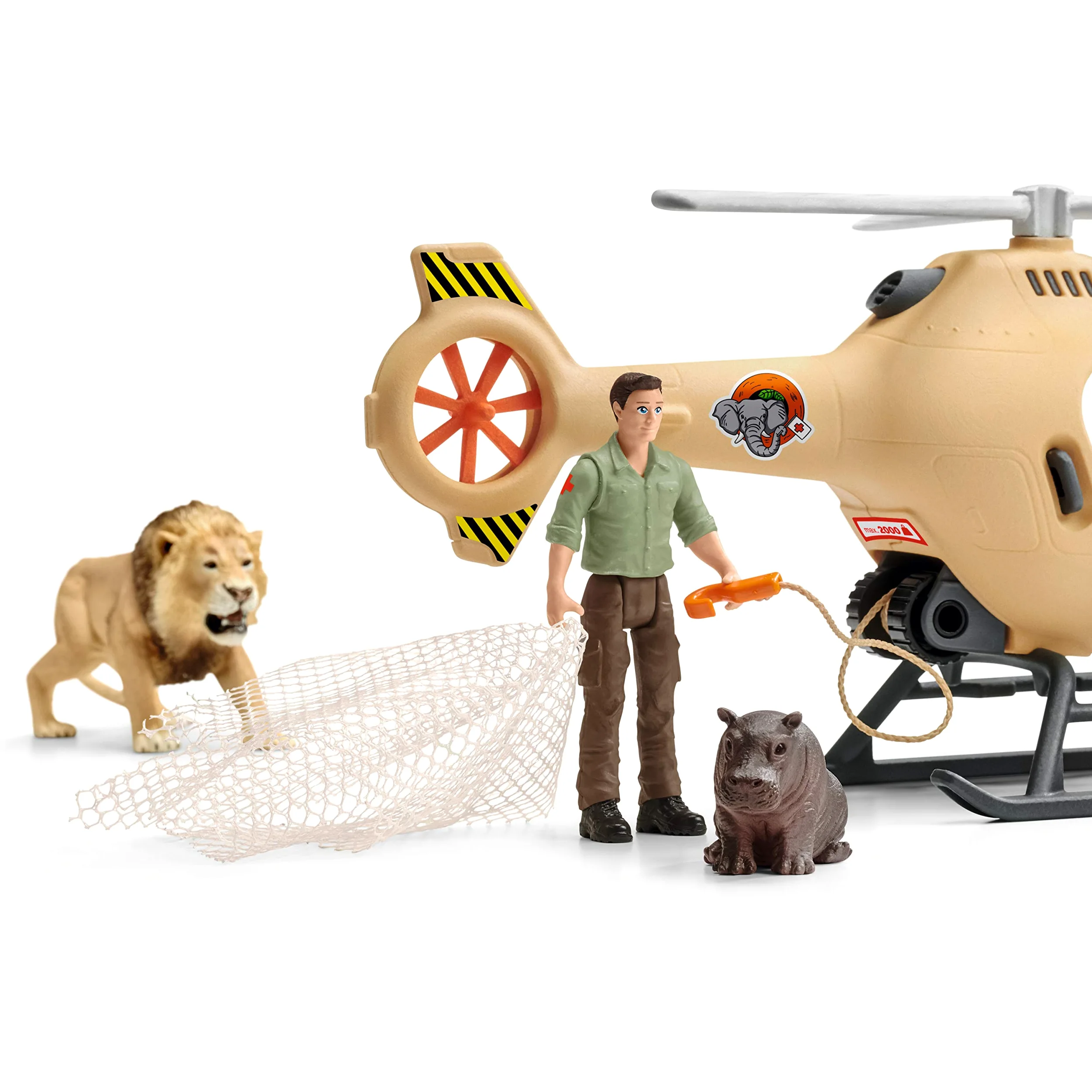 Schleich WILD LIFE | Elicottero per il salvataggio degli animali 42476 | Set da gioco dai 3 anni | set con personaggi, numerose funzioni e tanti accessori | figure realistiche di animali