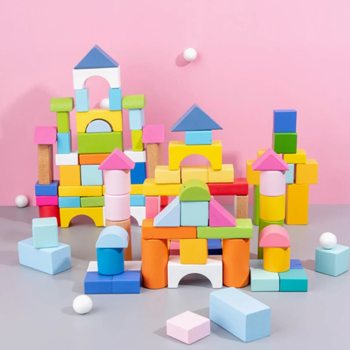 VICASKY Giocattolo Educativo per Bambini 100 Pezzi Blocchi in Plastica Forme Geometriche Colorate per Gioco e Apprendimento Sicuro e Stimolante