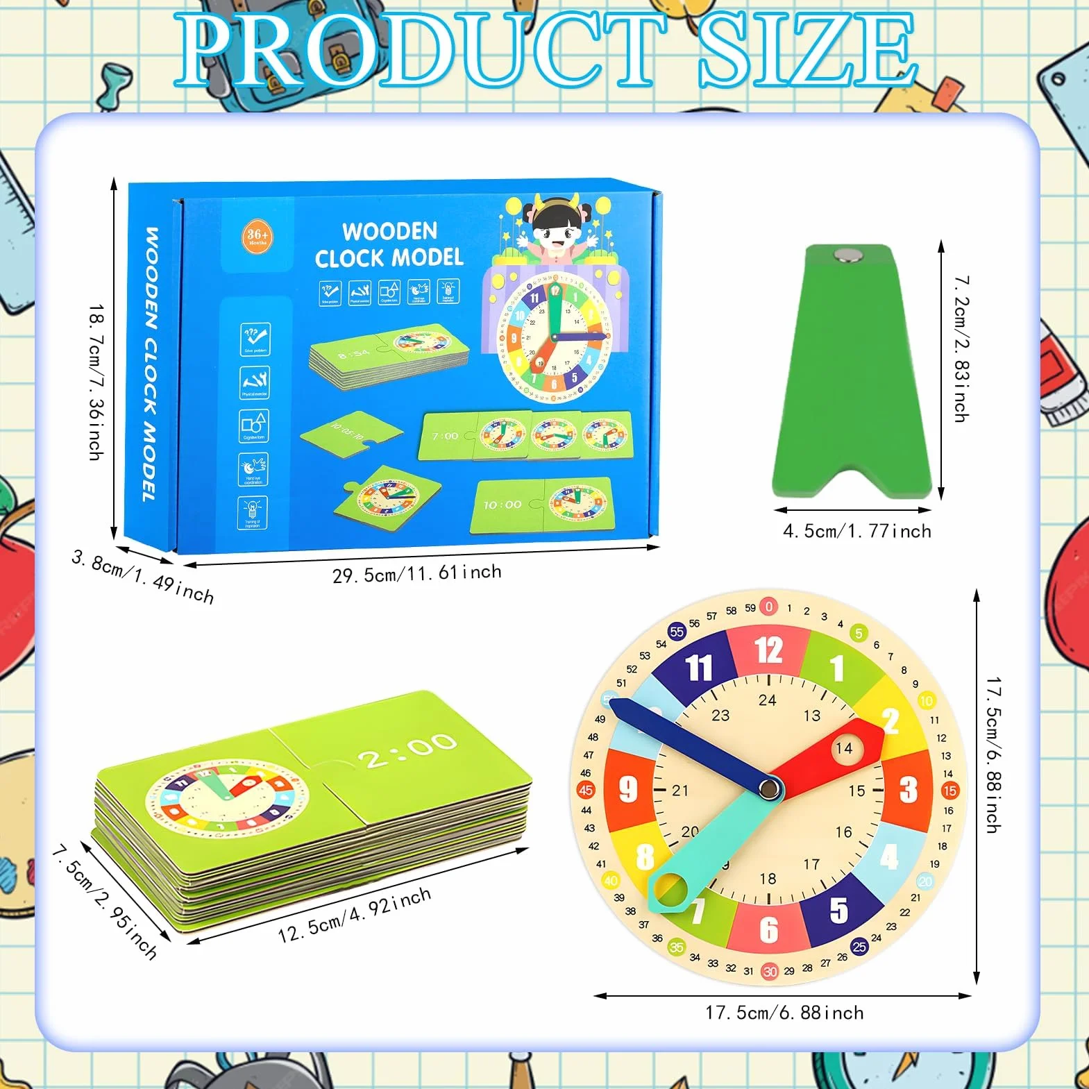 Orologio Didattico Montessori,Orologio per Bambini,Orologio Didattico per Bambino,Orologio per Imparare a Leggere L'ora,Educativo e Montessori,Apprendimento Precoce,Regalo Didattico