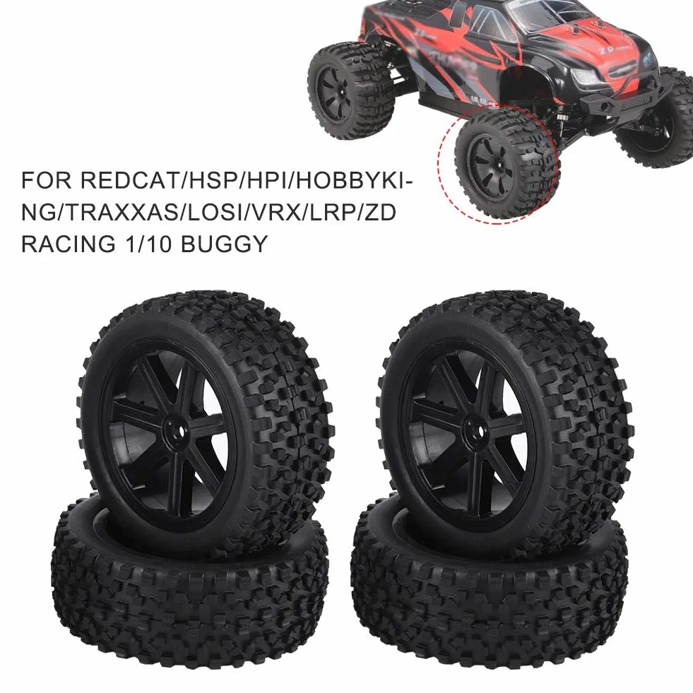 Drfeify 4 Pezzi di Pneumatici in Gomma per 1/10 RC Car Crawler ZD Racing (Nero)