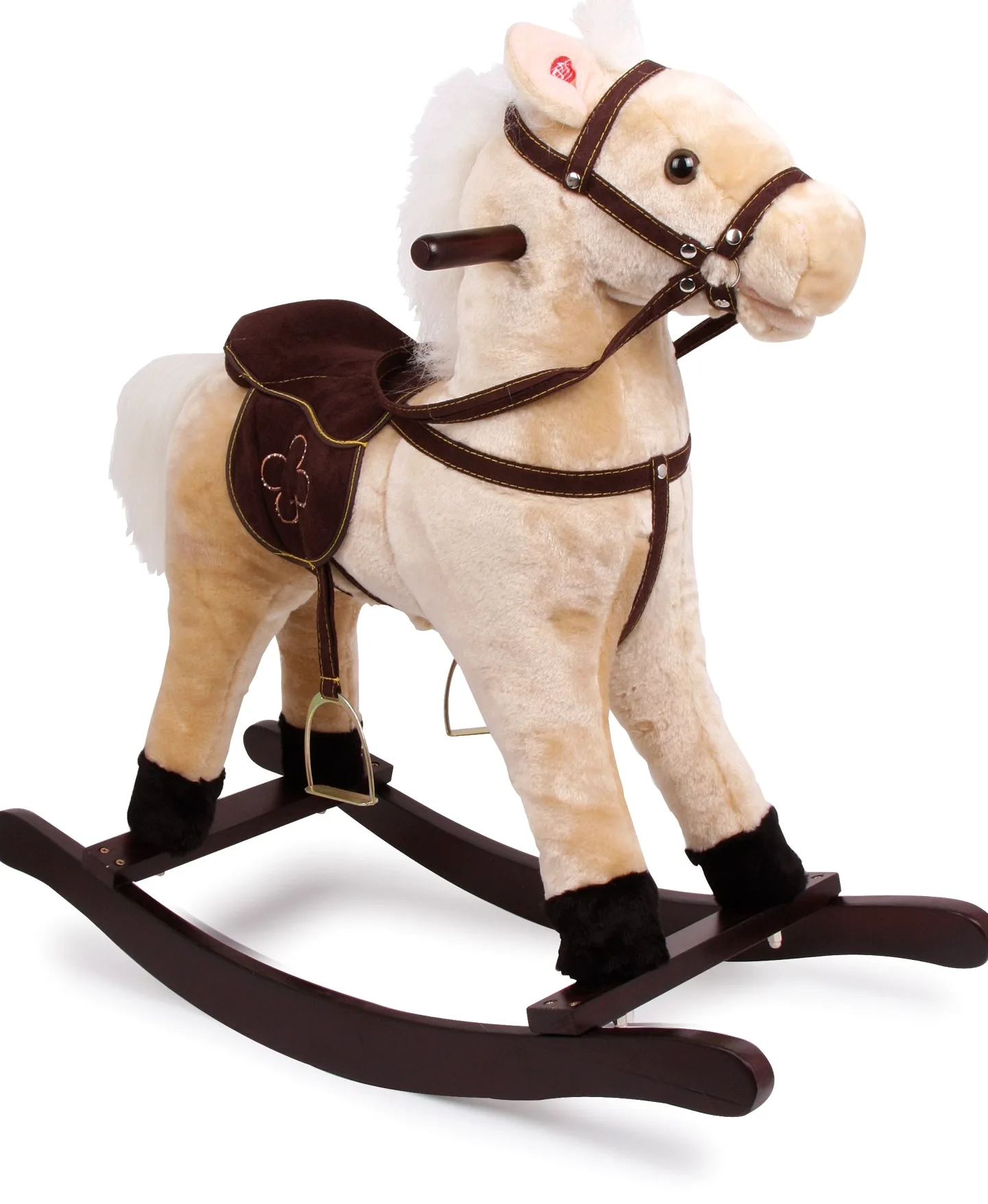 4101 Cavallo a dondolo "Zottel" small foot, in legno e tessuto, con effetti sonori (suono di zoccoli al galoppo e nitrito), dai 3 anni di età