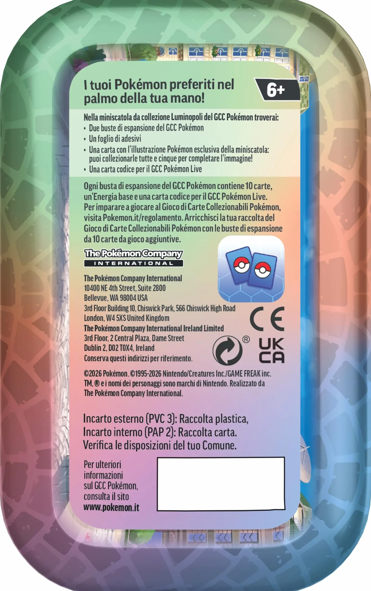 Pokémon: miniscatola da collezione Luminopoli (Gallade e Goomy) del GCC Pokémon (2 buste di espansione, 1 carta con l’illustrazione Pokémon della miniscatola e 1 foglio di adesivi), Ed. Italiano
