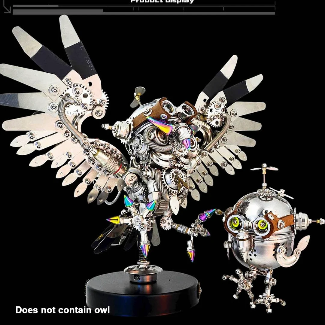 Puzzle meccanico 3D in metallo steampunk per adulti, compatibile con modelli di gufi, regalo creativo per adulti (110 pezzi in più)