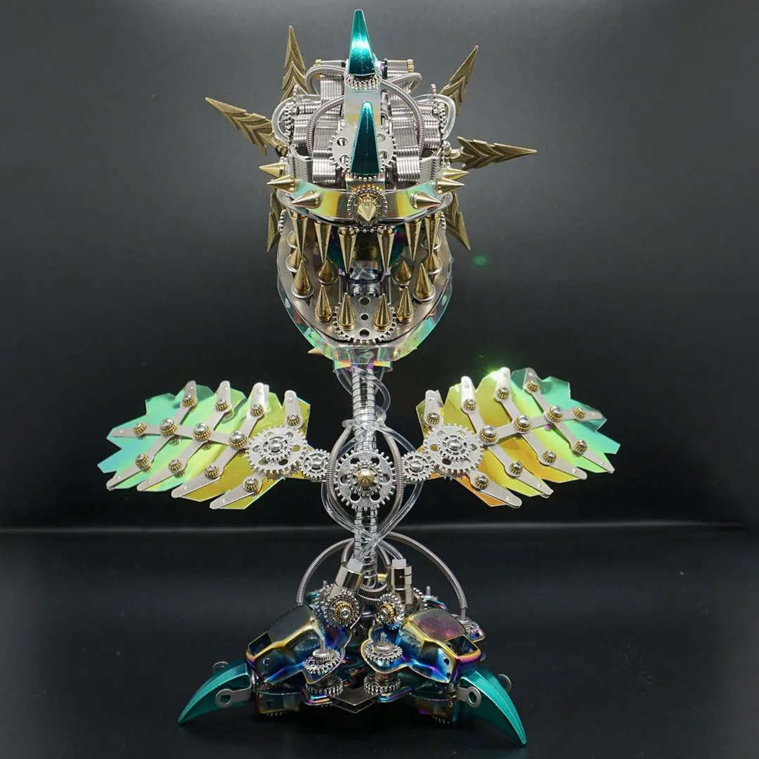 Puzzle 3D in metallo Piranha pianta fiore per adulti, kit modello di assemblaggio di piante steampunk, 770 pezzi + puzzle 3D meccanici fai da te, difficoltà media da montare