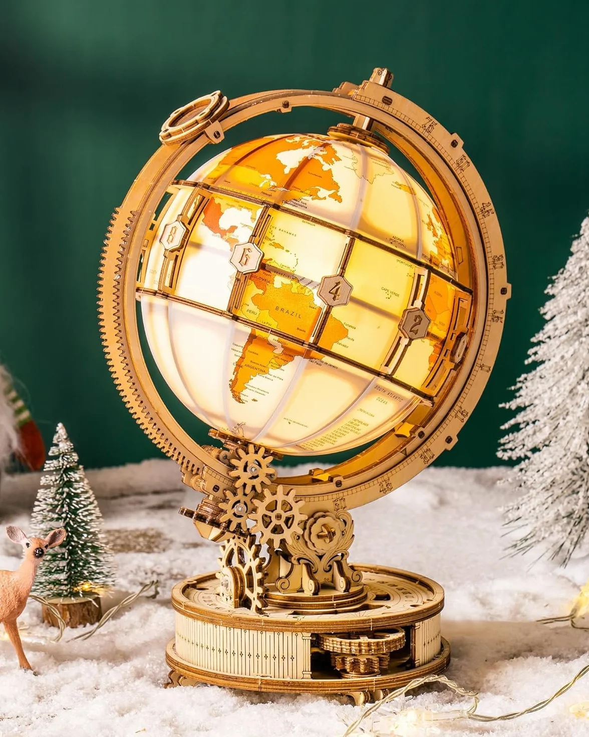 ROKR Puzzle 3D in Legno Globo Luminoso Modellismo da Costruire Adulti Wooden Puzzle, 180 Pezzi, Luminous Globe