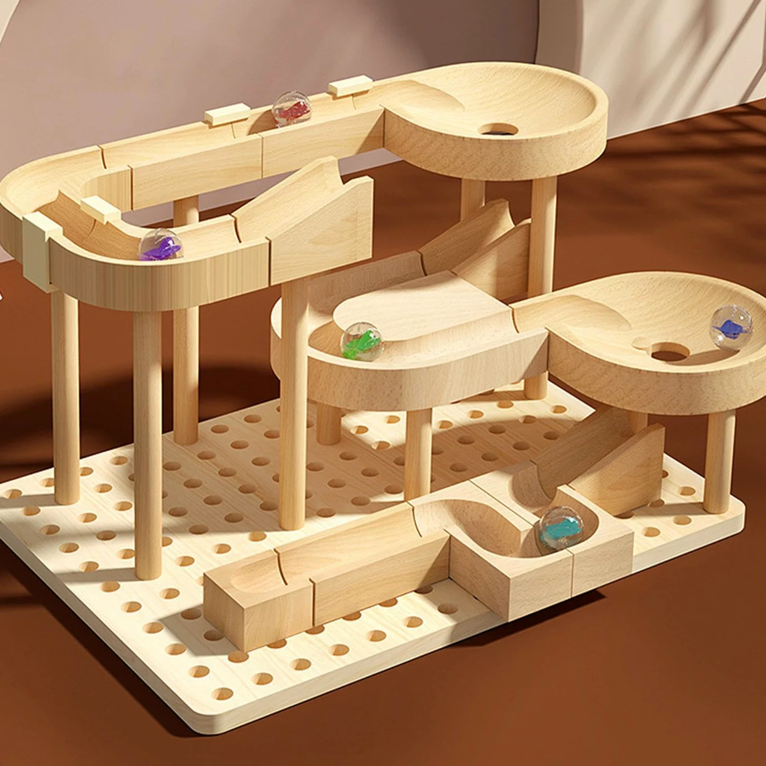 Pista per Biglie Giochi STEM In Legno Per Apprendimento | Labirinto Di Biglie Da Costruzione Giocattoli Educativi Per Bambini per Aula Casa Scuola Asilo Compleanno Natale Bambini
