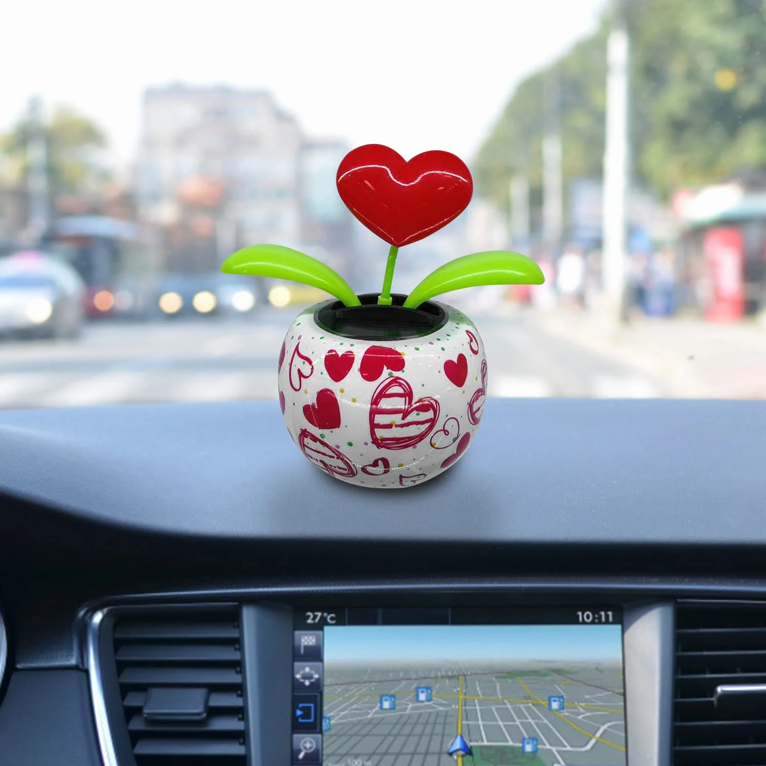 Fiori Danzanti ad Energia Solare Simpatico Cuore Oscillante Ballerino di Fiori Fiori Flip Flap, Bobblehead Auto Ecologico Fiori Danzanti Solari per Auto e Decorazione Domestica Regalo