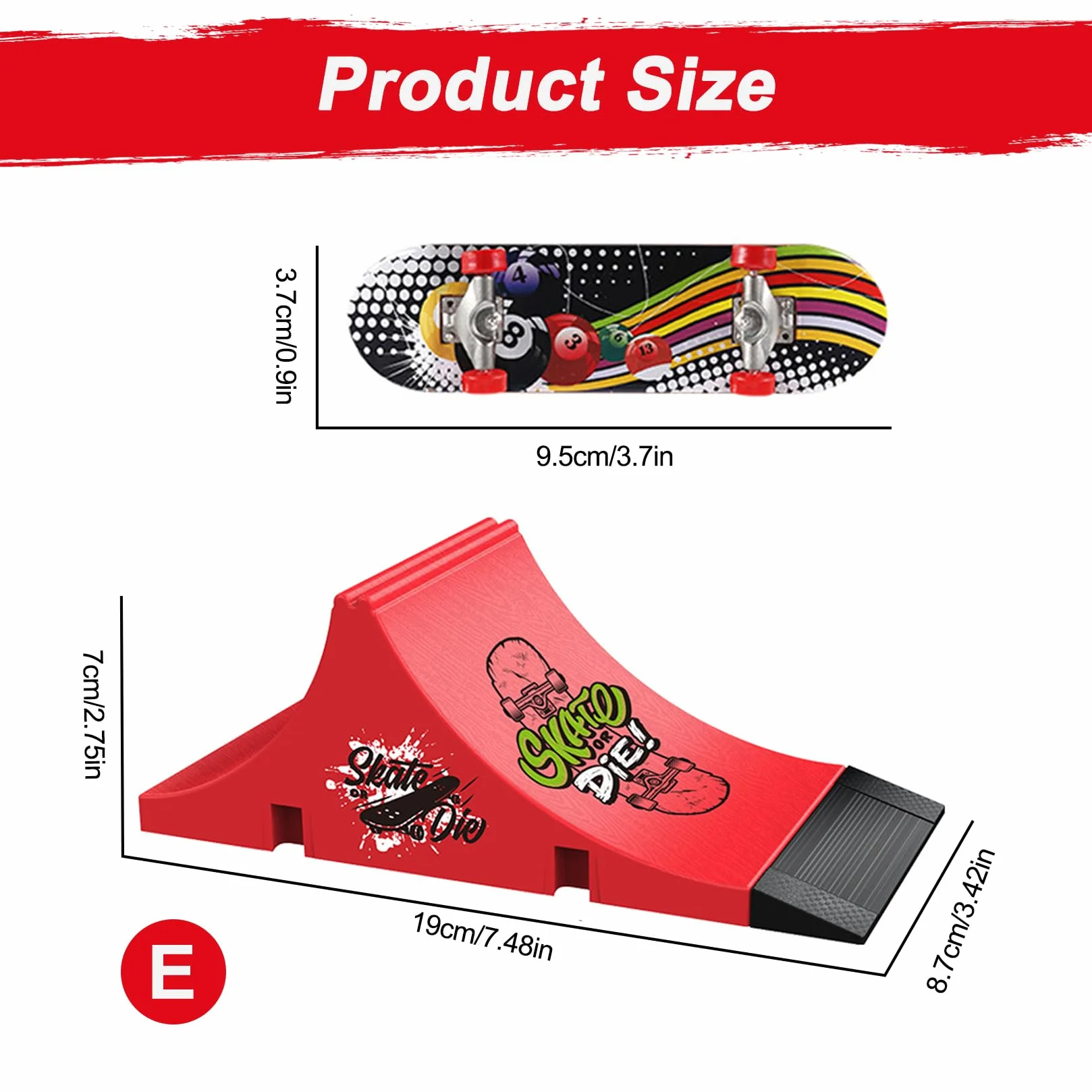 Mini Skateboard Da Dita Fingerboard Set di Sccessori per Rampa con 1 e Fingerboard di Ricambio Ultimate Sport Training Requisiten (E)