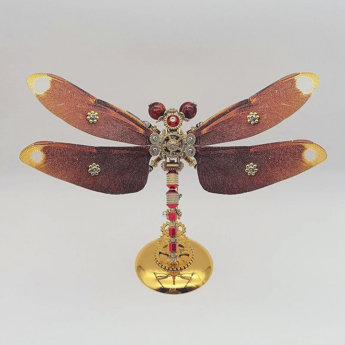 Kit modello libellula 3D in metallo steampunk, oltre 200 pezzi puzzle meccanico con base magnetica e dettagli incisi, regalo di montaggio fai da te per adulti e ragazzi