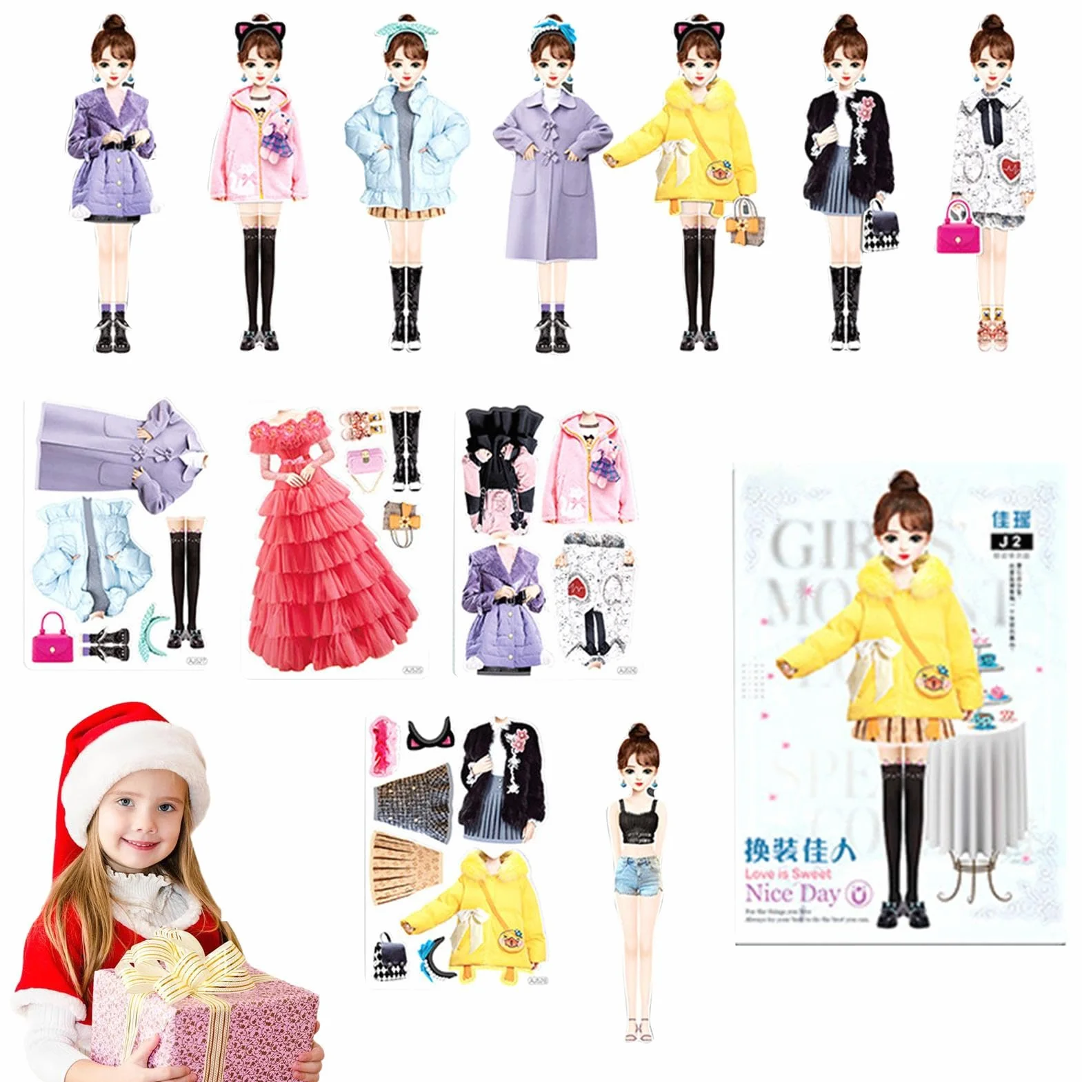 Libro Di Adesivi Per Vestire La Principessa | Bambola Magnetica Per Vestire La Principessa | Libro Per Bambole Di Carta Per Bambini | Figura Di Bambola Principessa Magnetica | Figura Di Bambola Magnet