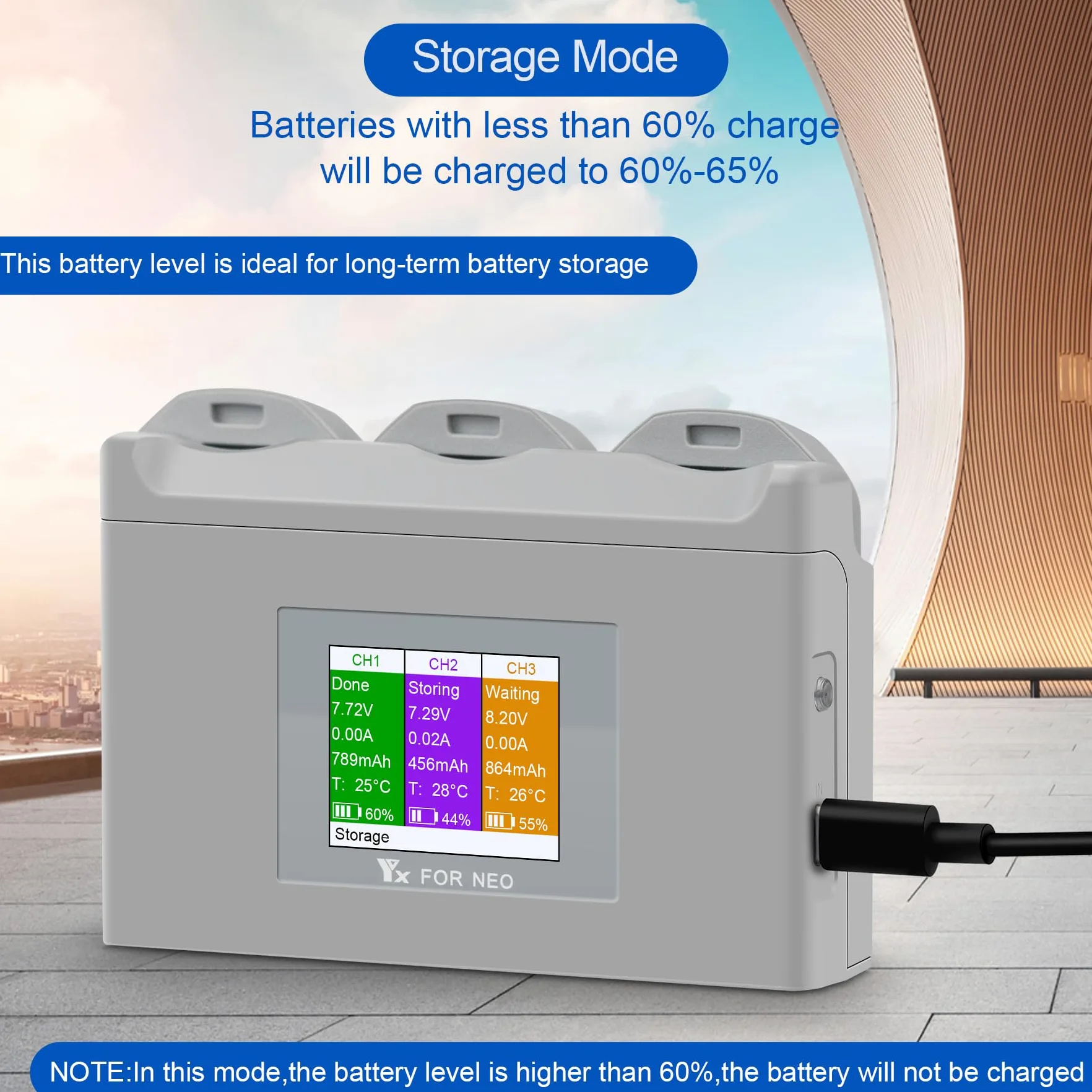 Caricabatteria LCD multifunzione con carica di archiviazione per drone DJI Neo, hub di ricarica bidirezionale, ricarica rapida 3 batterie accessori