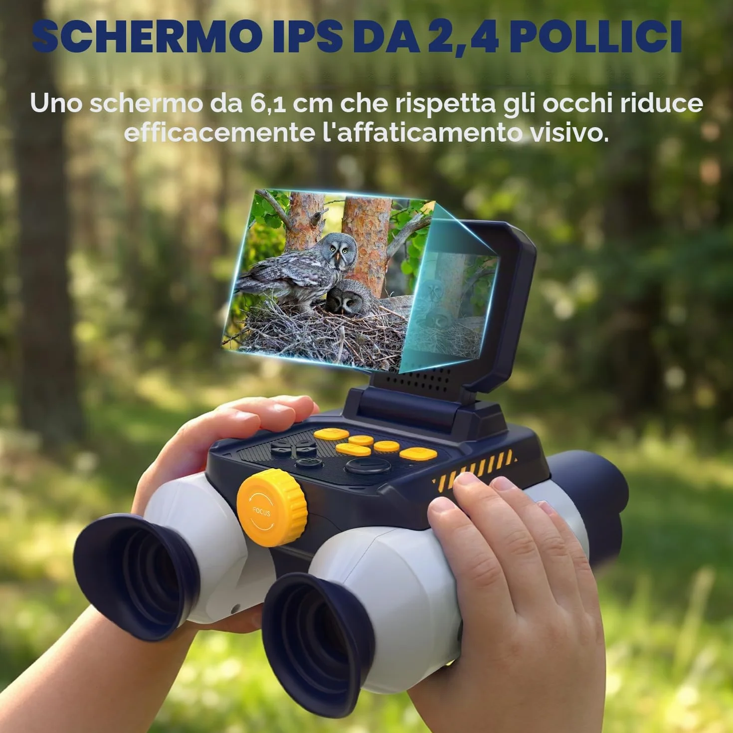 Binocolo Bambino con Fotocamera, Funzione di Visione Notturna a Infrarossi, Telescopio per Bambini 10x25, adatto a Bambini dai 4 anni in su per Birdwatching, Campeggio, Escursionismo(Bianco)