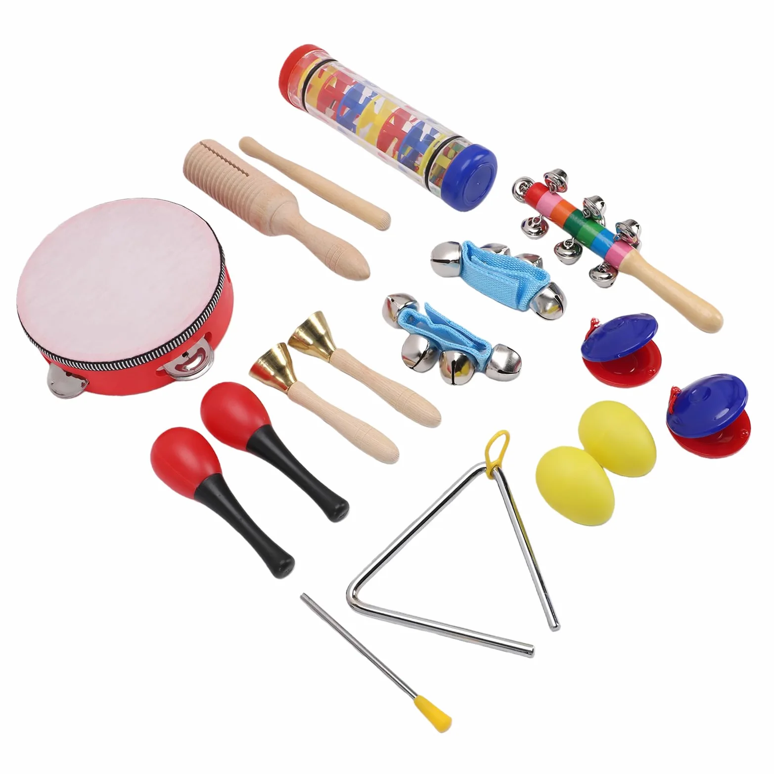 Alomejor Set di Strumenti Musicali, 10 Pezzi Strumenti a Percussione Tamburello Maracas Shaker per Uova per Ragazze di 3-8 Anni