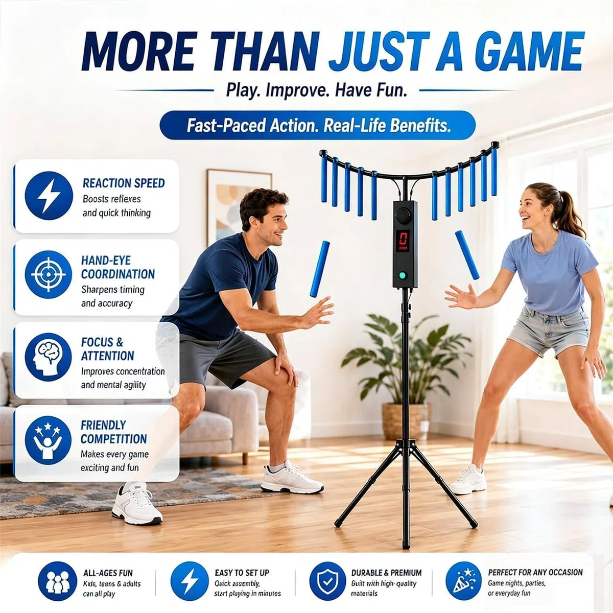 Arcade Catch Stick Game Machine Hand-Eye Coordination Reflex Trainer