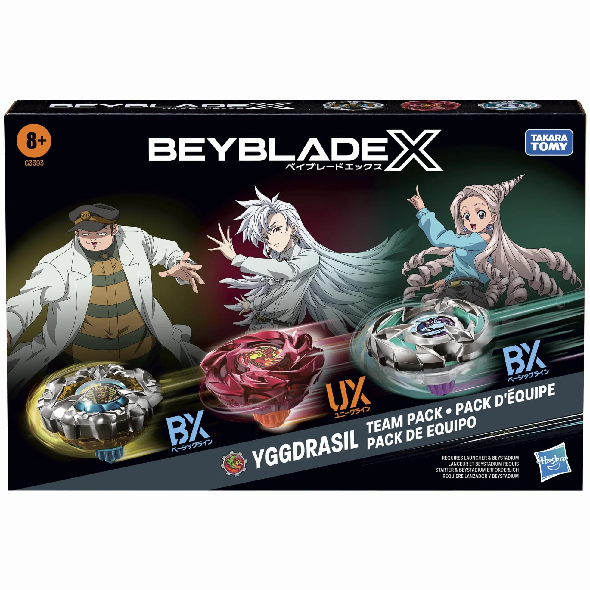 Hasbro Beyblade X Set Yggdrasil Team 3 trottole Takara Tomy Giocattoli 8+