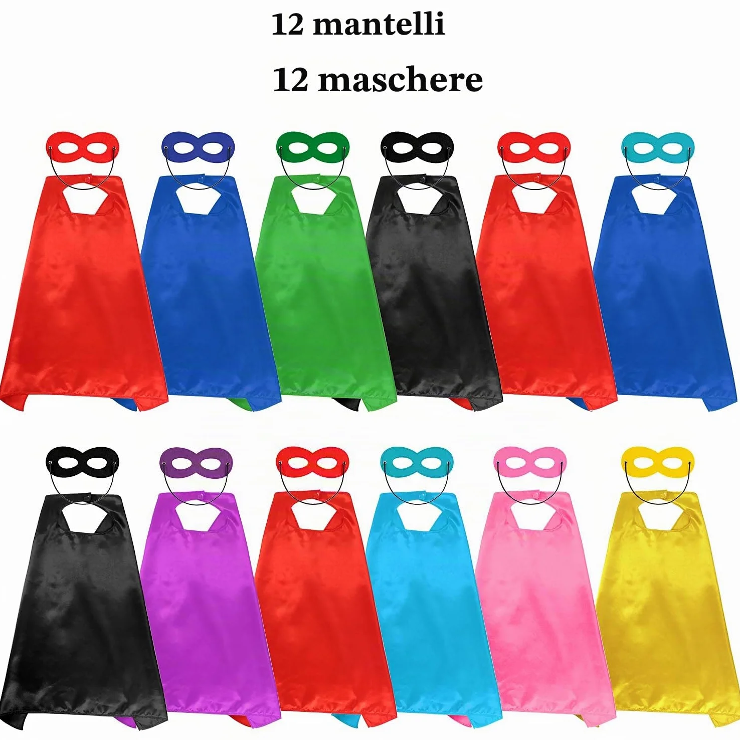 vamei 12 Pezzi Costumi da Supereroi Mantello Supereroi e Maschere Festa Compleanno Carnevale Halloween Costume Gioco Travestimento Mantelli Supereroi Giocattoli Regalo per Bambini Bambina