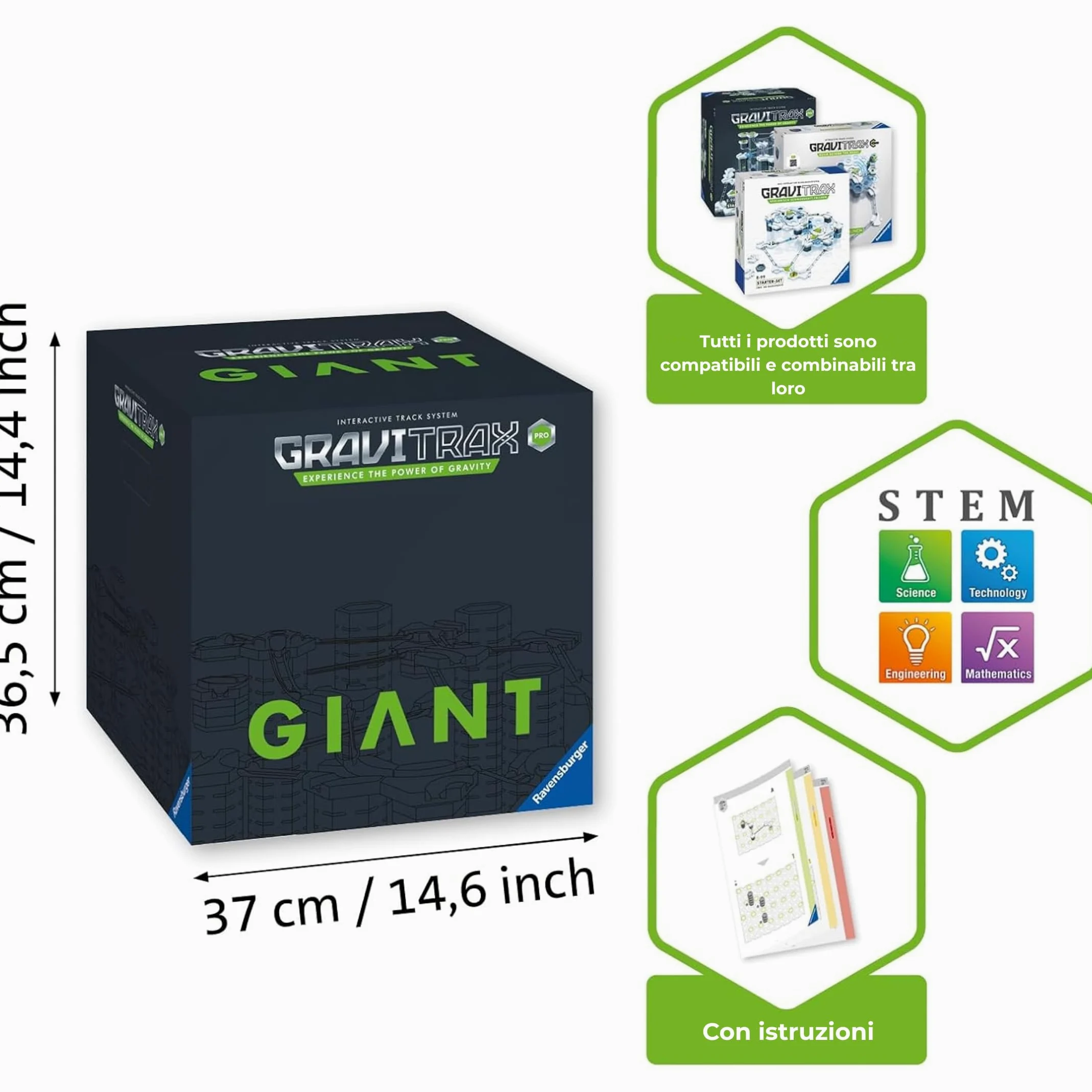 Ravensburger - Gravitrax Pro Giant Starter Set | Pista Biglie Con 409 Pezzi | Rompicapo Bambini Con Le Biglie | Giochi Bambino 8 Anni Maschio e Femmine | Giochi Per Bambini Compatibili Con Tutti