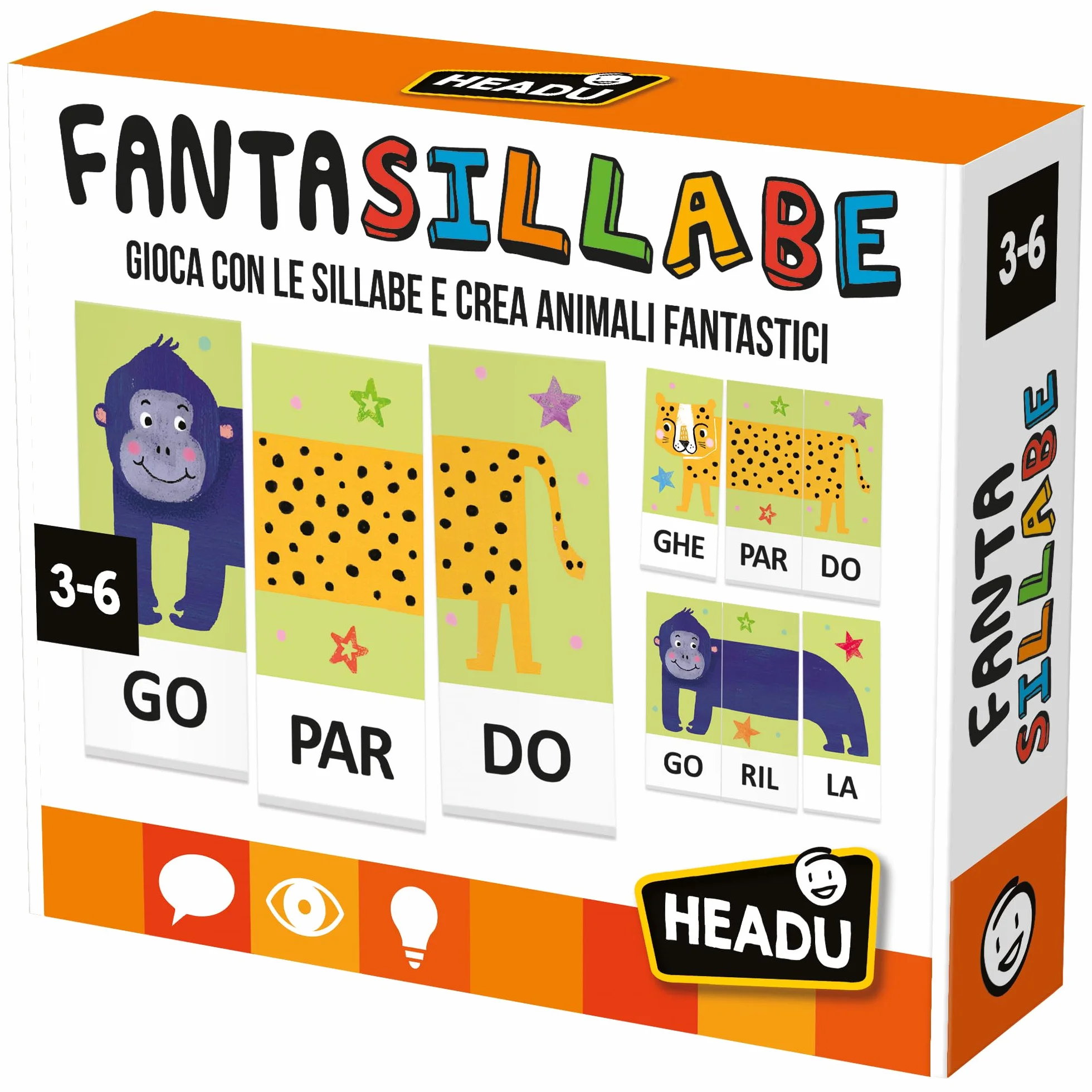 HEADU Fantasillabe Gioco Educativo 3-6 Anni Imparare a Leggere Giochi Lettura Bambini Made in Italy