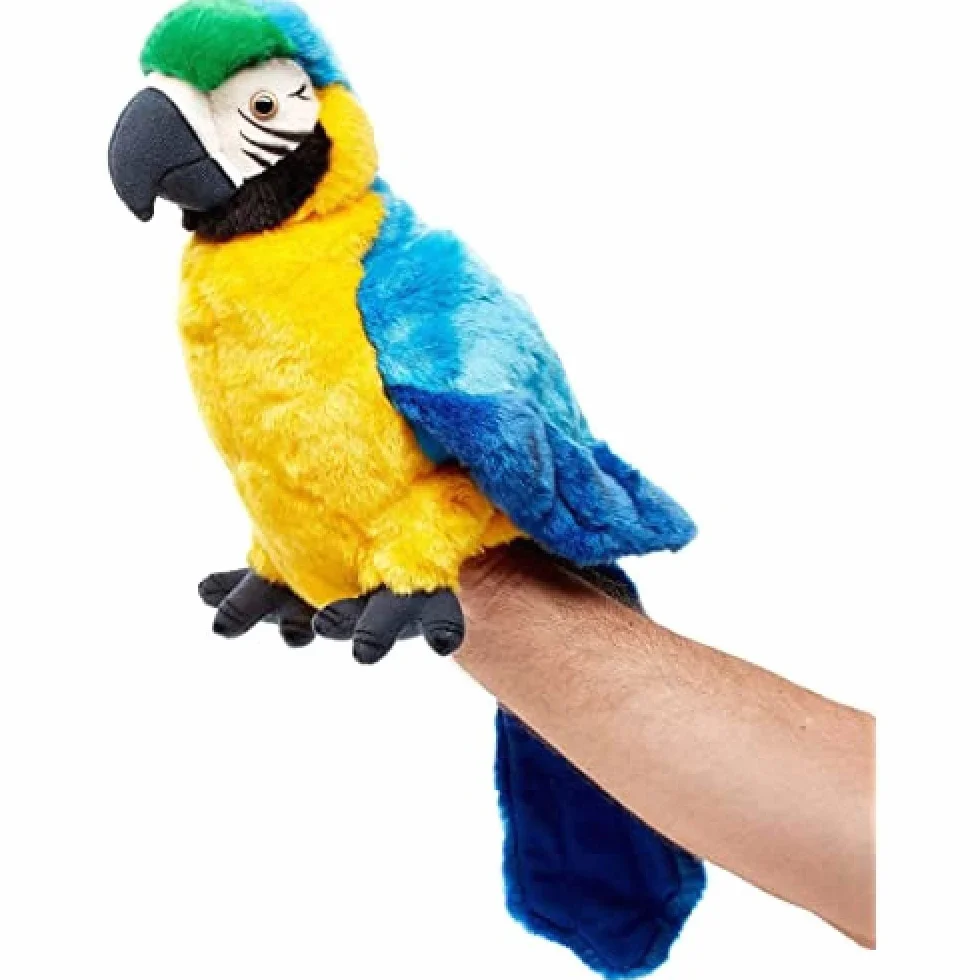 Uni-Toys - Bambola a forma di pappagallo con testa girevole – 26 cm (altezza) – Uccello – peluche