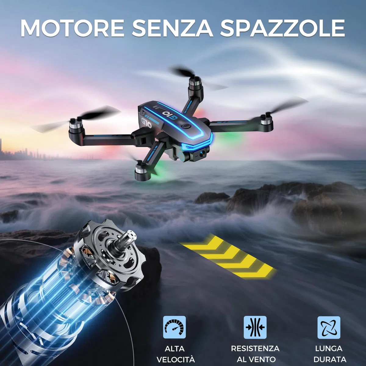 G10 GPS Drone con Telecamera 4K Professionale per Adulti e Bambini (Radiocomando con Schermo) FPV Droni con Motor Brushless, Transmissione 5G, Return Automatico, Quadcopter per Principianti, <249g, C0