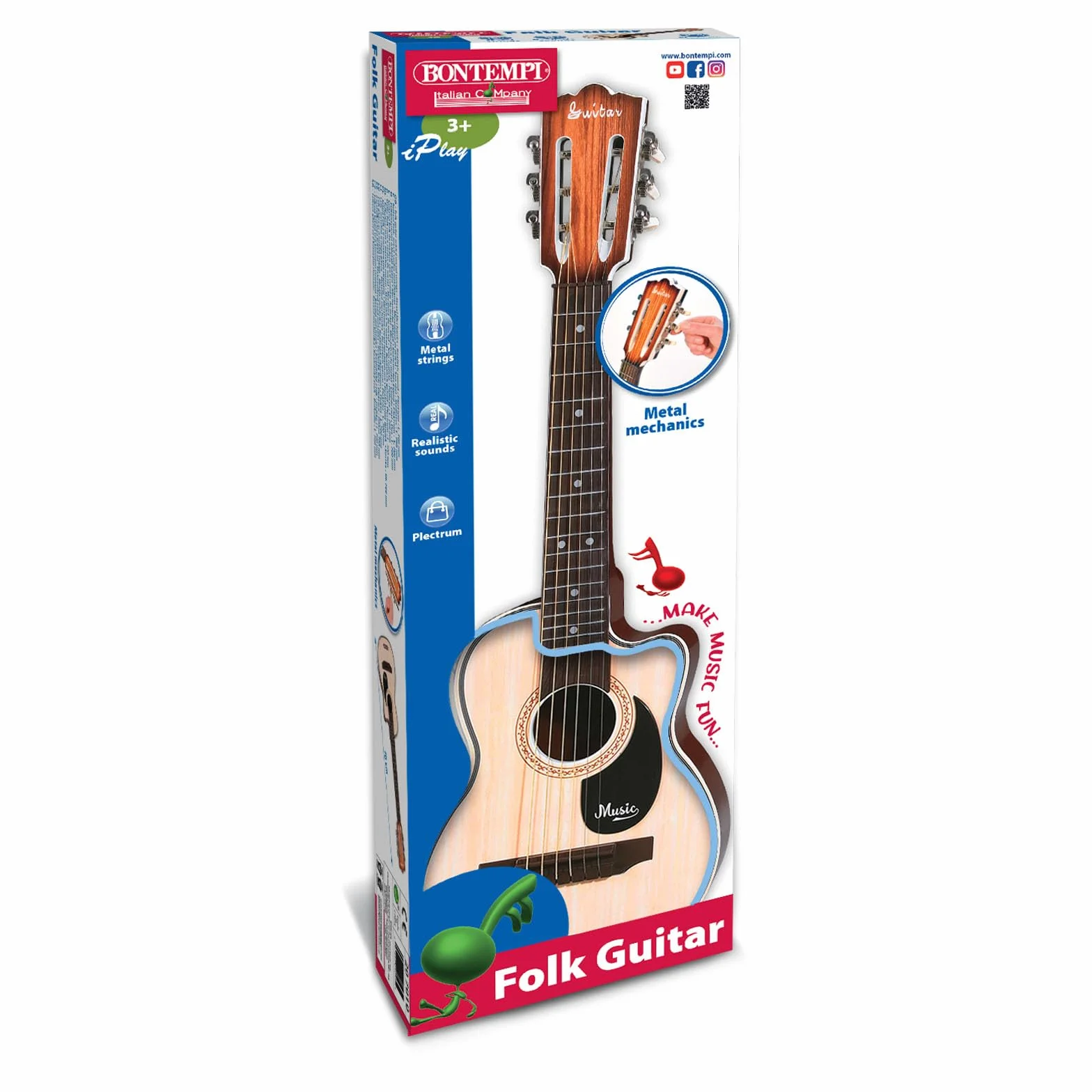 Bontempi Chitarra Folk 70 cm Plastica Marrone