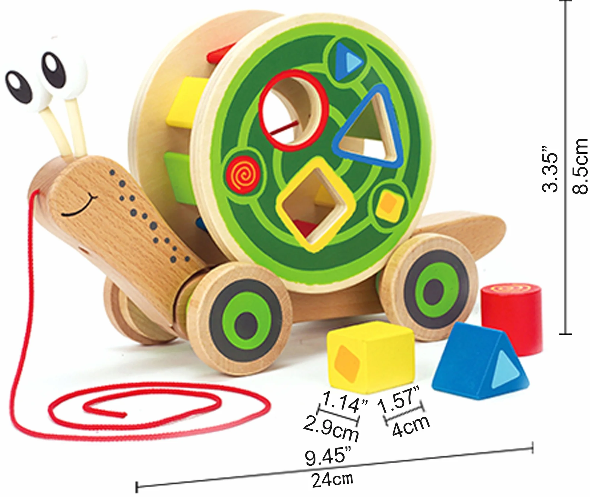 Hape Lumaca da trainare | Giocattolo in legno 2 in 1 | Chiocciola trainabile con guscio separabile e forme a incastro