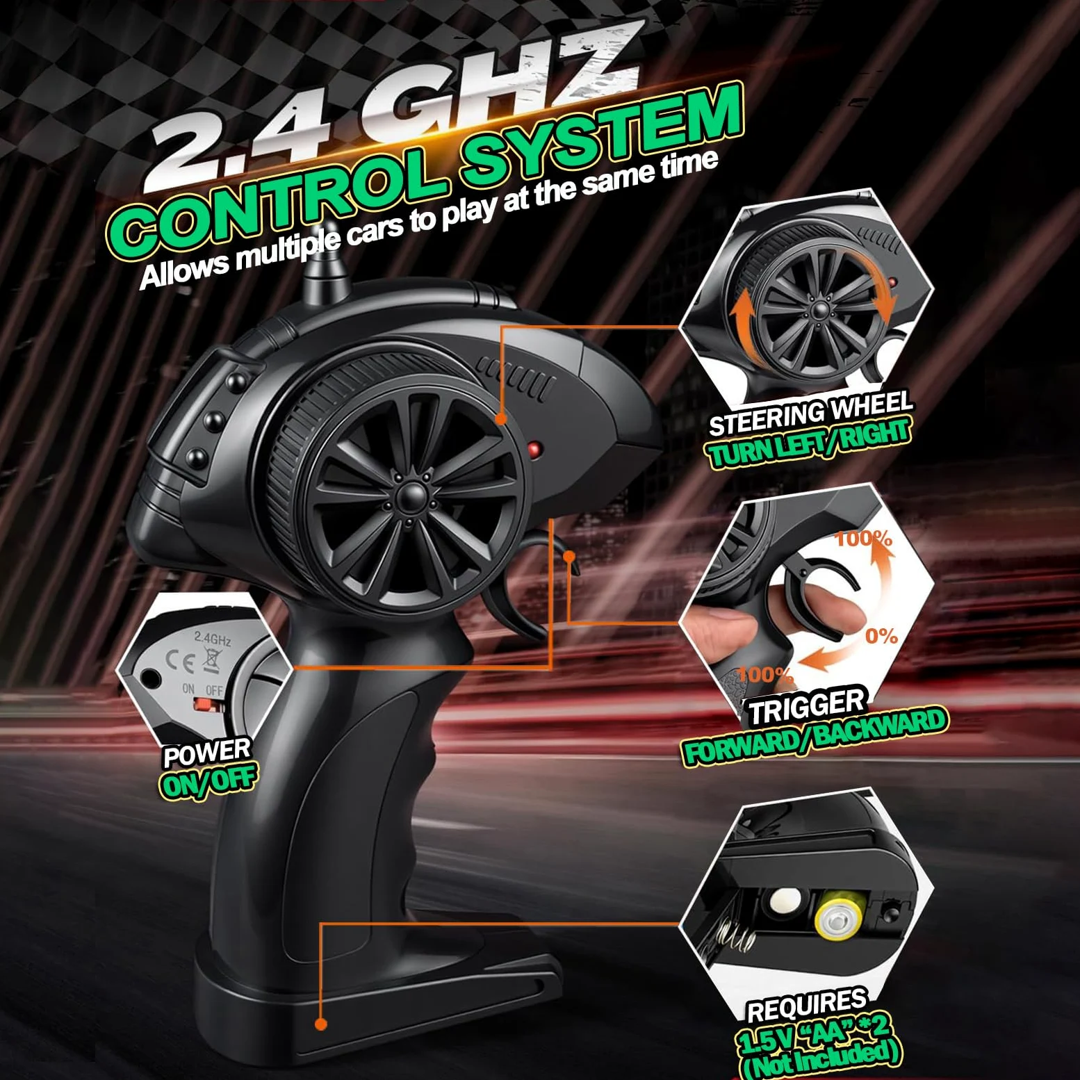 Macchina Telecomandata, RC Auto Telecomandata, 20KM/H Alta Velocità Auto Radiocomandata di Tutto Terreno, con 2 Batterie Caricabile, 2WD 2.4GHZ Macchinine Giocattolo per Bambini