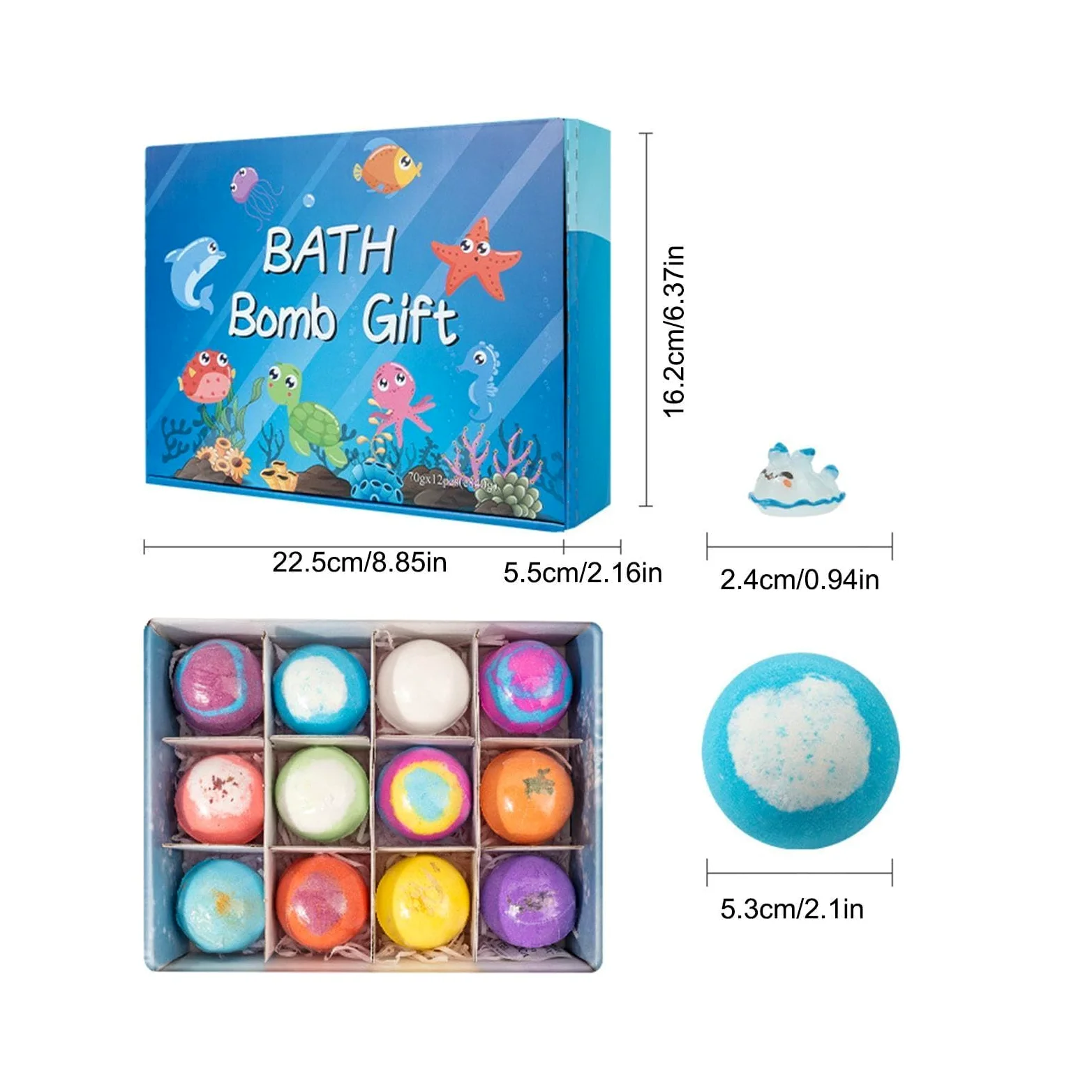 Confezione da 12 palline da bagno con giocattoli a sorpresa all'interno, sicure per i bambini, ideali per il bagno, divertimento in famiglia, giardino, piscina e casa