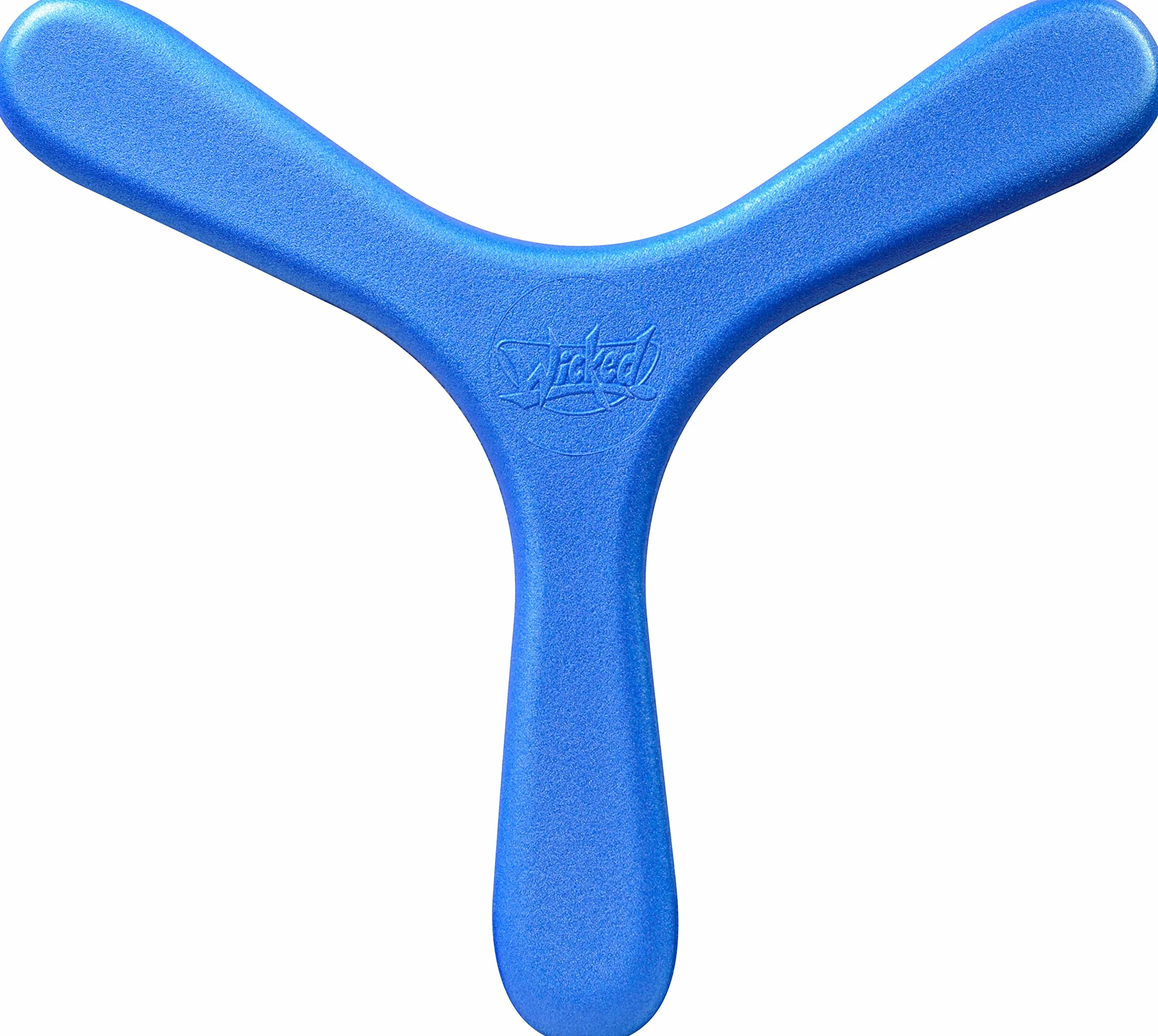 Wicked Booma Junior | Boomerang da interno morbido e sicuro per principianti | Realizzato in schiuma Memorang | Volo di ritorno garantito | Portata 1-3 metri (blu)